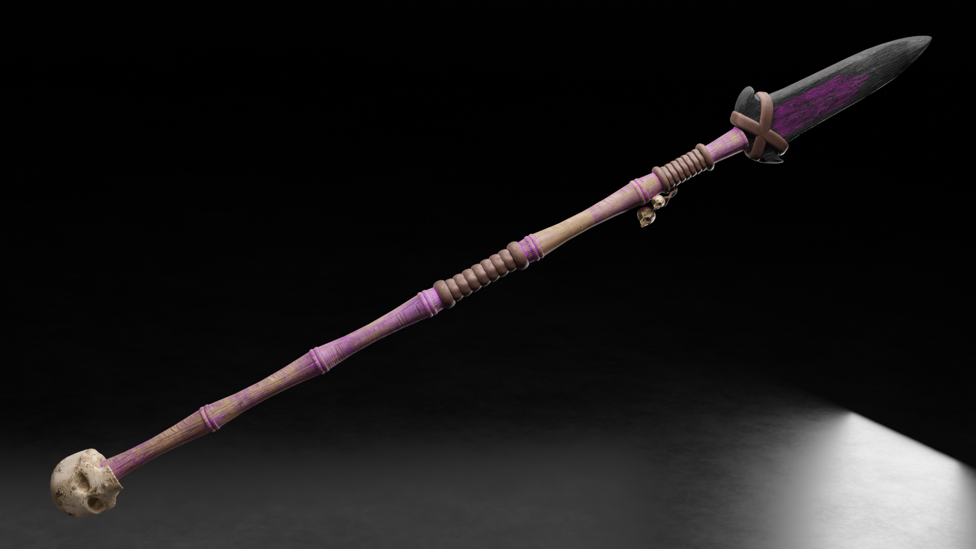 Voodoo Spear - My, 3D, Blender, Computer graphics, 3D modeling, Weapon, Steel arms, A spear, Voodoo, Magic