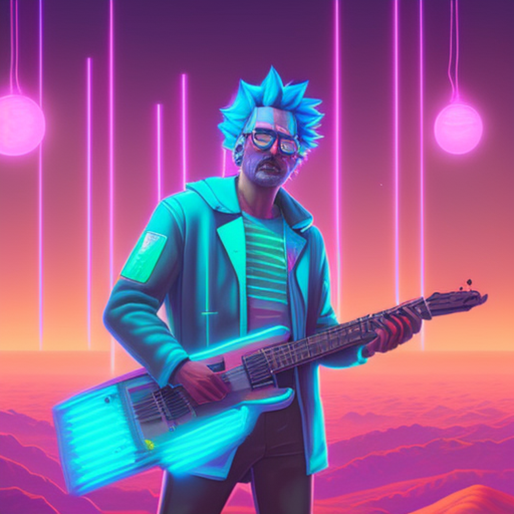 Synthwave Rick Baby! - My, Нейронные сети, Stable diffusion, Creation, Art, Cyberpunk, Midjourney, Artstation, Digital, 2D, Digital drawing, Longpost, Rick and Morty, Rick