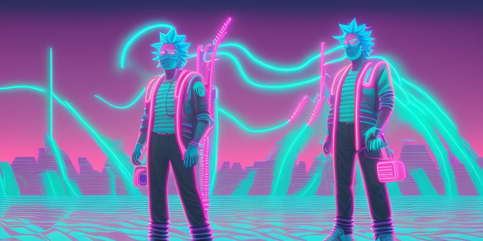 Synthwave Rick Baby! - My, Нейронные сети, Stable diffusion, Creation, Art, Cyberpunk, Midjourney, Artstation, Digital, 2D, Digital drawing, Longpost, Rick and Morty, Rick