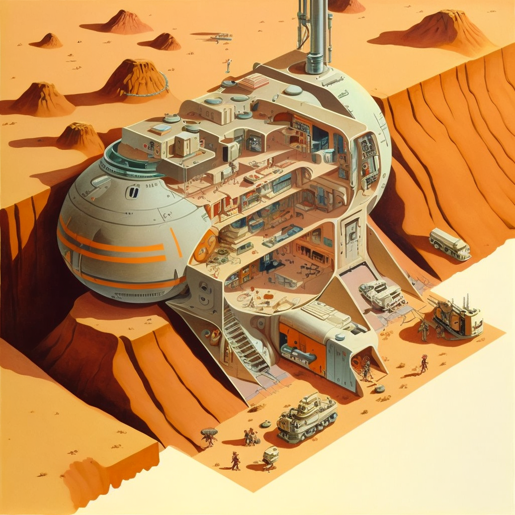 Soviet Mars program-1966 - My, Midjourney, Нейронные сети, Art, Retrofuturism, Mars