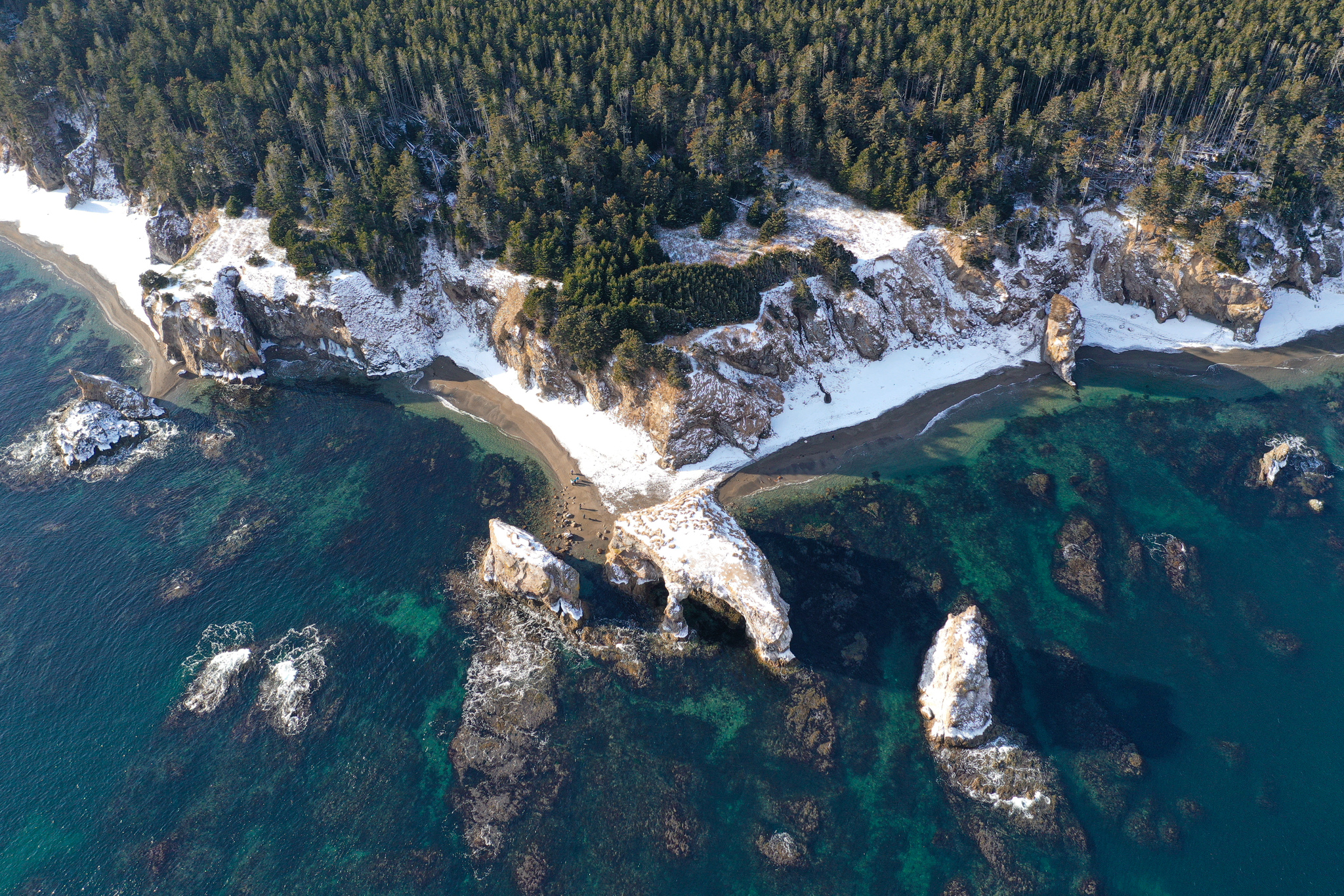 Cape Bird in December (Sakhalin) - My, The photo, Sakhalin, Nature, Drone, Quadcopter, Aerial photography, The rocks, Sea, Sea of ??Okhotsk, Sakhalin Region