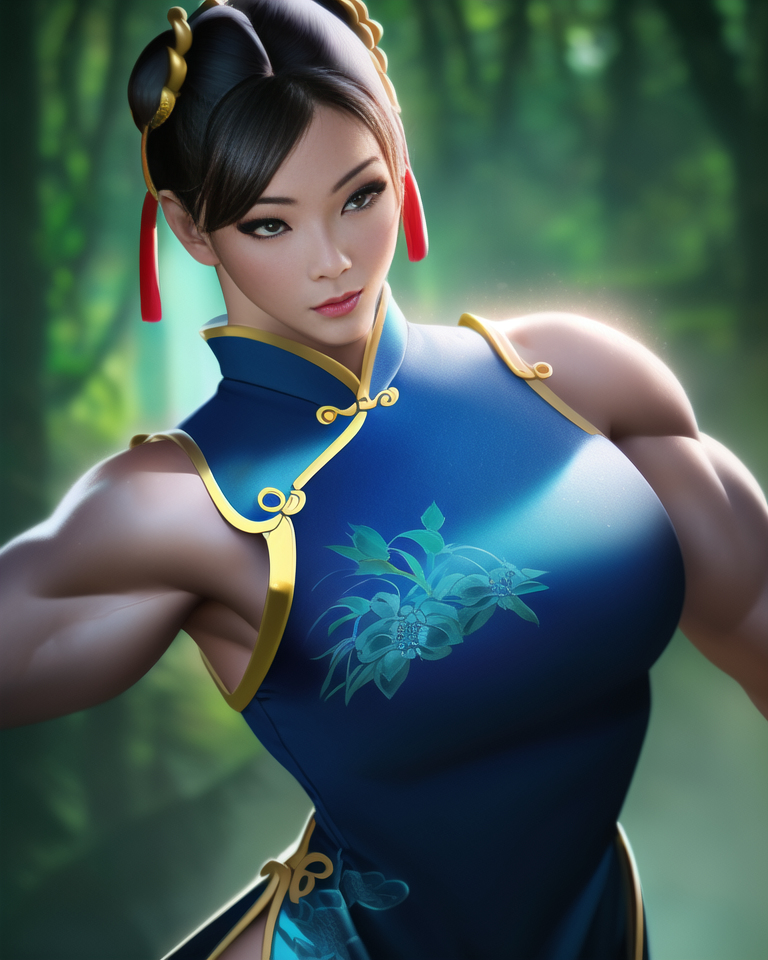 Chun-Li - Muscleart, Stable diffusion, Novelai, Chun-Li, Street fighter, Sleep-Sleep, Longpost, Girls, Bodybuilders, Muscle, Нейронные сети