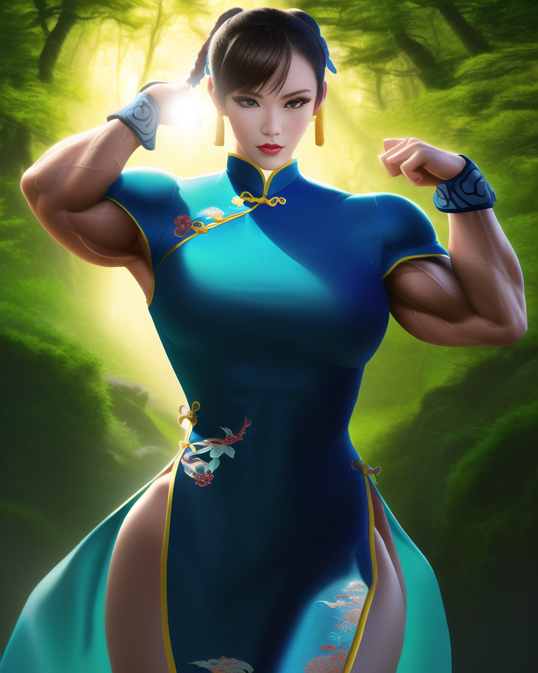 Chun-Li - Muscleart, Stable diffusion, Novelai, Chun-Li, Street fighter, Sleep-Sleep, Longpost, Girls, Bodybuilders, Muscle, Нейронные сети