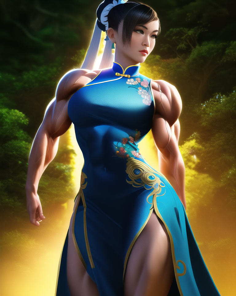 Chun-Li - Muscleart, Stable diffusion, Novelai, Chun-Li, Street fighter, Sleep-Sleep, Longpost, Girls, Bodybuilders, Muscle, Нейронные сети