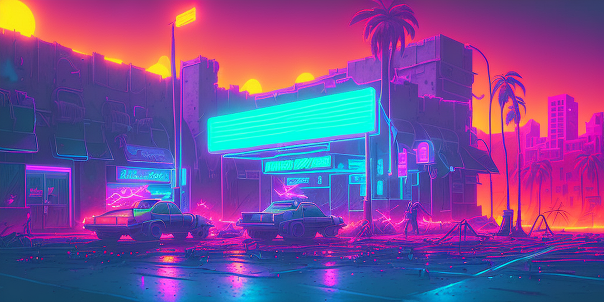 Syntwave neon city by stable diffusion - Моё, Artstation, Stable Diffusion, Арт, 2D, Киберпанк, Цифровой рисунок, Synthwave, Digital, Компьютерная графика, Искусственный интеллект, Творчество, Midjourney, Длиннопост