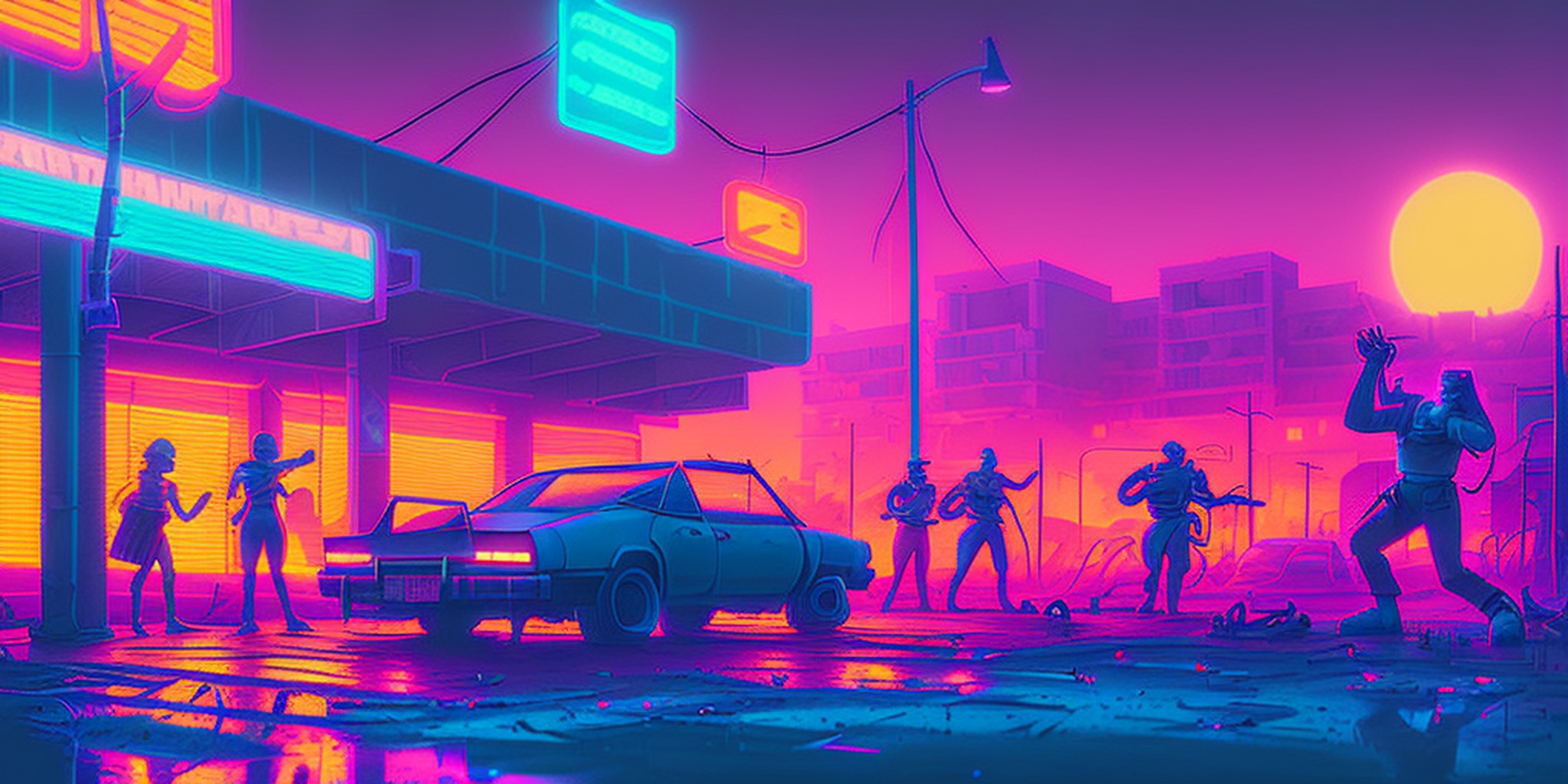 Syntwave neon city by stable diffusion - Моё, Artstation, Stable Diffusion, Арт, 2D, Киберпанк, Цифровой рисунок, Synthwave, Digital, Компьютерная графика, Искусственный интеллект, Творчество, Midjourney, Длиннопост