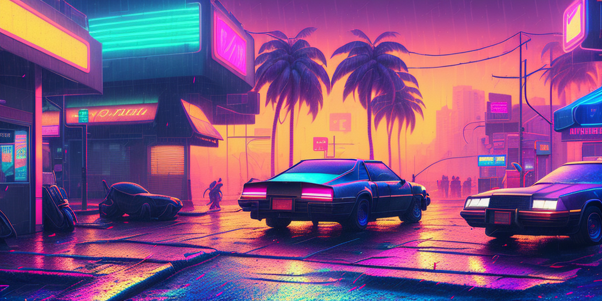 Syntwave neon city by stable diffusion - Моё, Artstation, Stable Diffusion, Арт, 2D, Киберпанк, Цифровой рисунок, Synthwave, Digital, Компьютерная графика, Искусственный интеллект, Творчество, Midjourney, Длиннопост