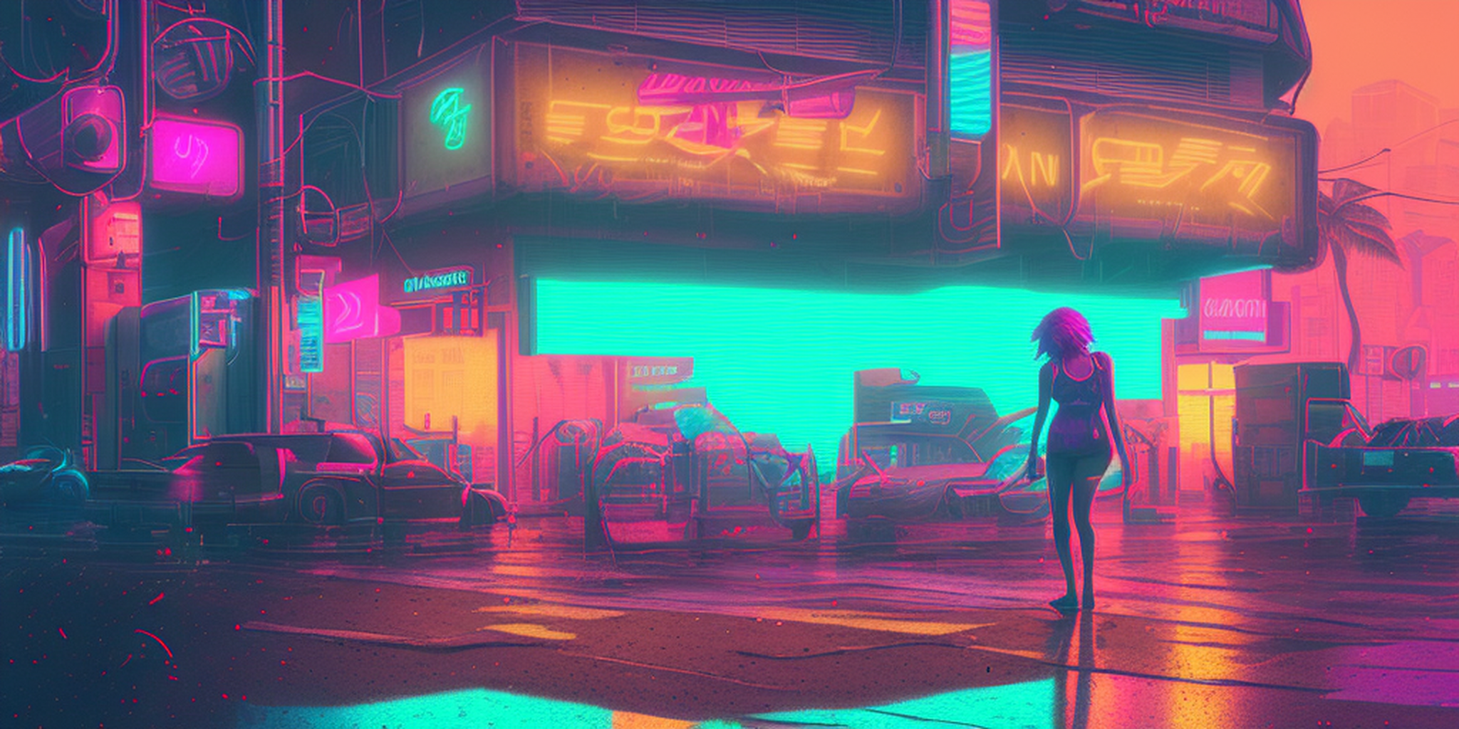 Syntwave neon city by stable diffusion - Моё, Artstation, Stable Diffusion, Арт, 2D, Киберпанк, Цифровой рисунок, Synthwave, Digital, Компьютерная графика, Искусственный интеллект, Творчество, Midjourney, Длиннопост