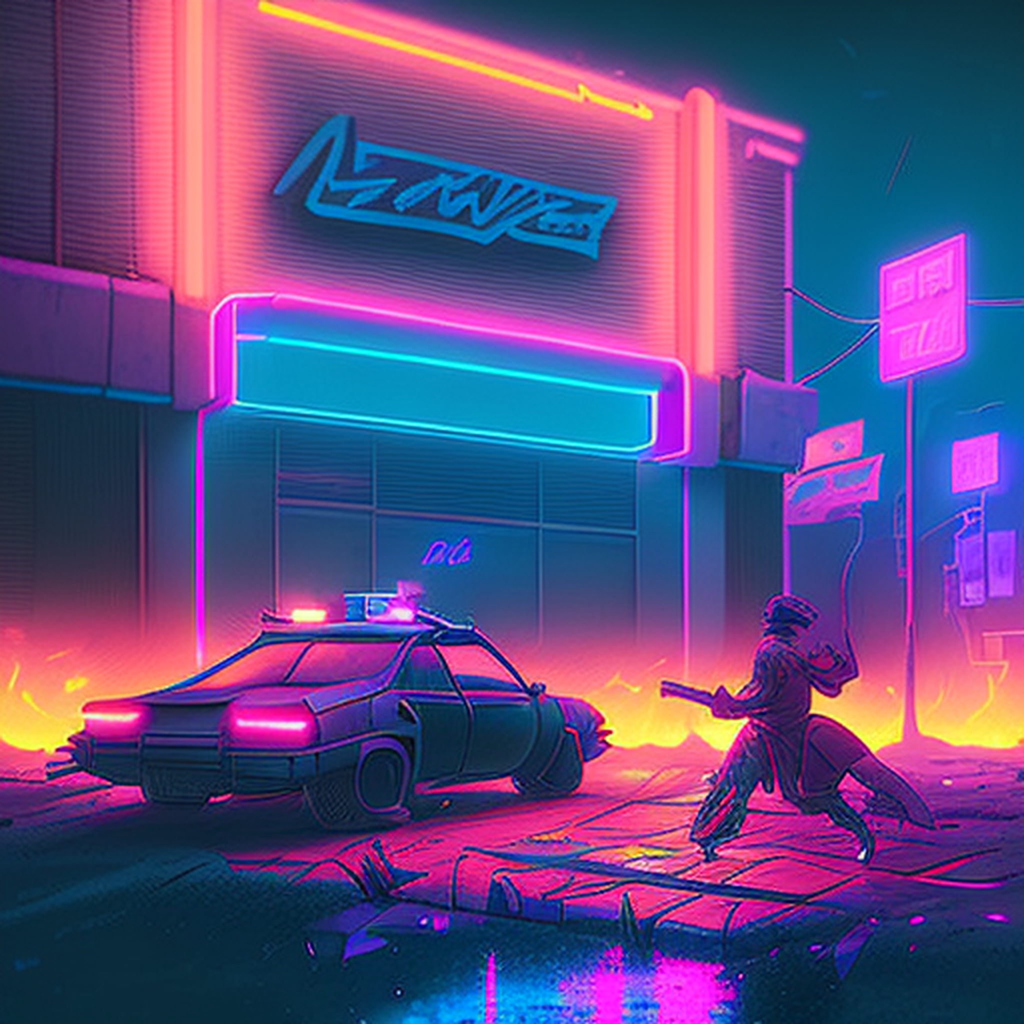 Syntwave neon city by stable diffusion - Моё, Artstation, Stable Diffusion, Арт, 2D, Киберпанк, Цифровой рисунок, Synthwave, Digital, Компьютерная графика, Искусственный интеллект, Творчество, Midjourney, Длиннопост