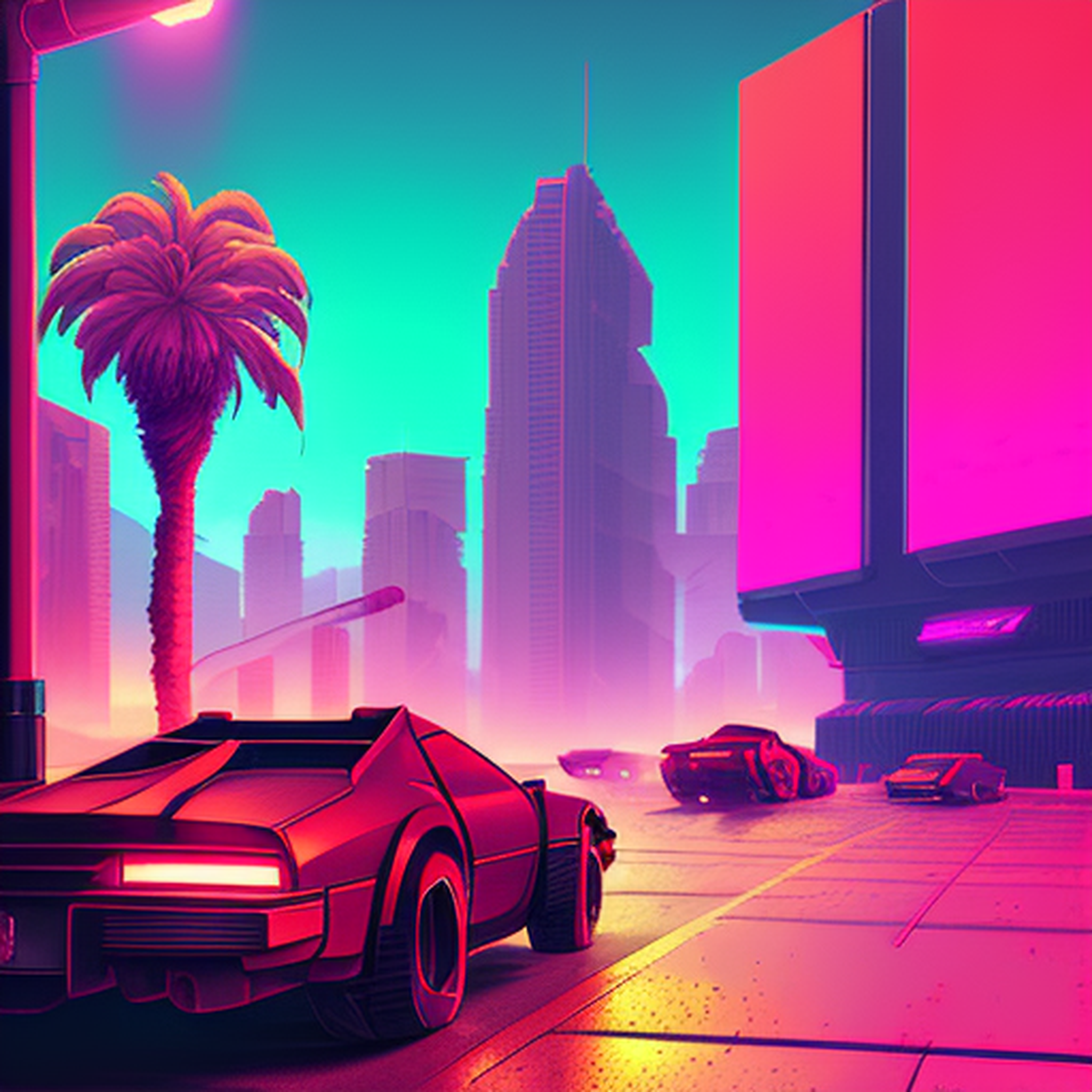 Syntwave neon city by stable diffusion - Моё, Artstation, Stable Diffusion, Арт, 2D, Киберпанк, Цифровой рисунок, Synthwave, Digital, Компьютерная графика, Искусственный интеллект, Творчество, Midjourney, Длиннопост