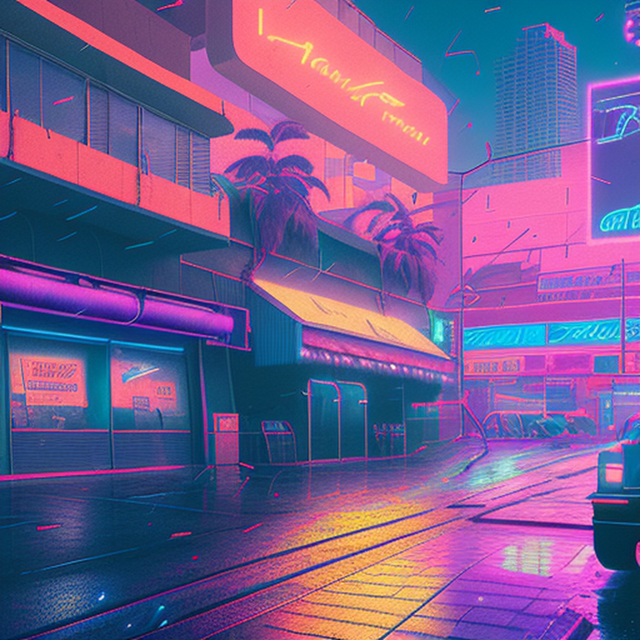 Syntwave neon city by stable diffusion - Моё, Artstation, Stable Diffusion, Арт, 2D, Киберпанк, Цифровой рисунок, Synthwave, Digital, Компьютерная графика, Искусственный интеллект, Творчество, Midjourney, Длиннопост