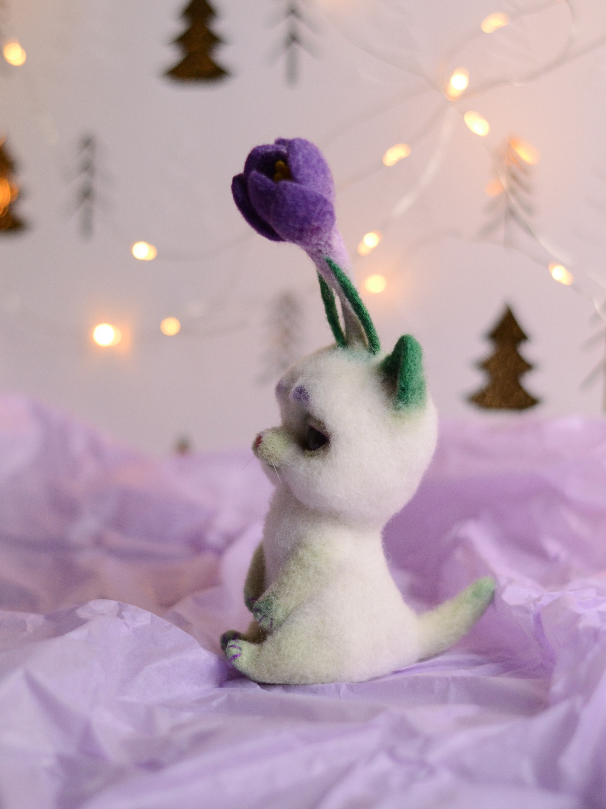 KotoKrokus - My, Needlework without process, Needlework, Dry felting, cat, Crocus, Longpost