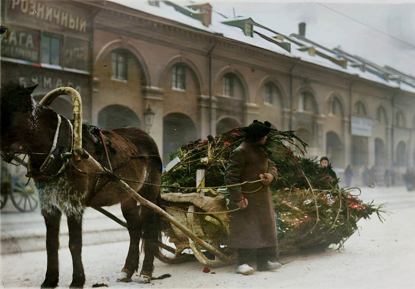 How was the New Year celebrated in pre-revolutionary Russia? 15 historical photographs in color - My, Old photo, Colorization, The photo, Story, New Year, Christmas, Holidays, 20th century, Longpost