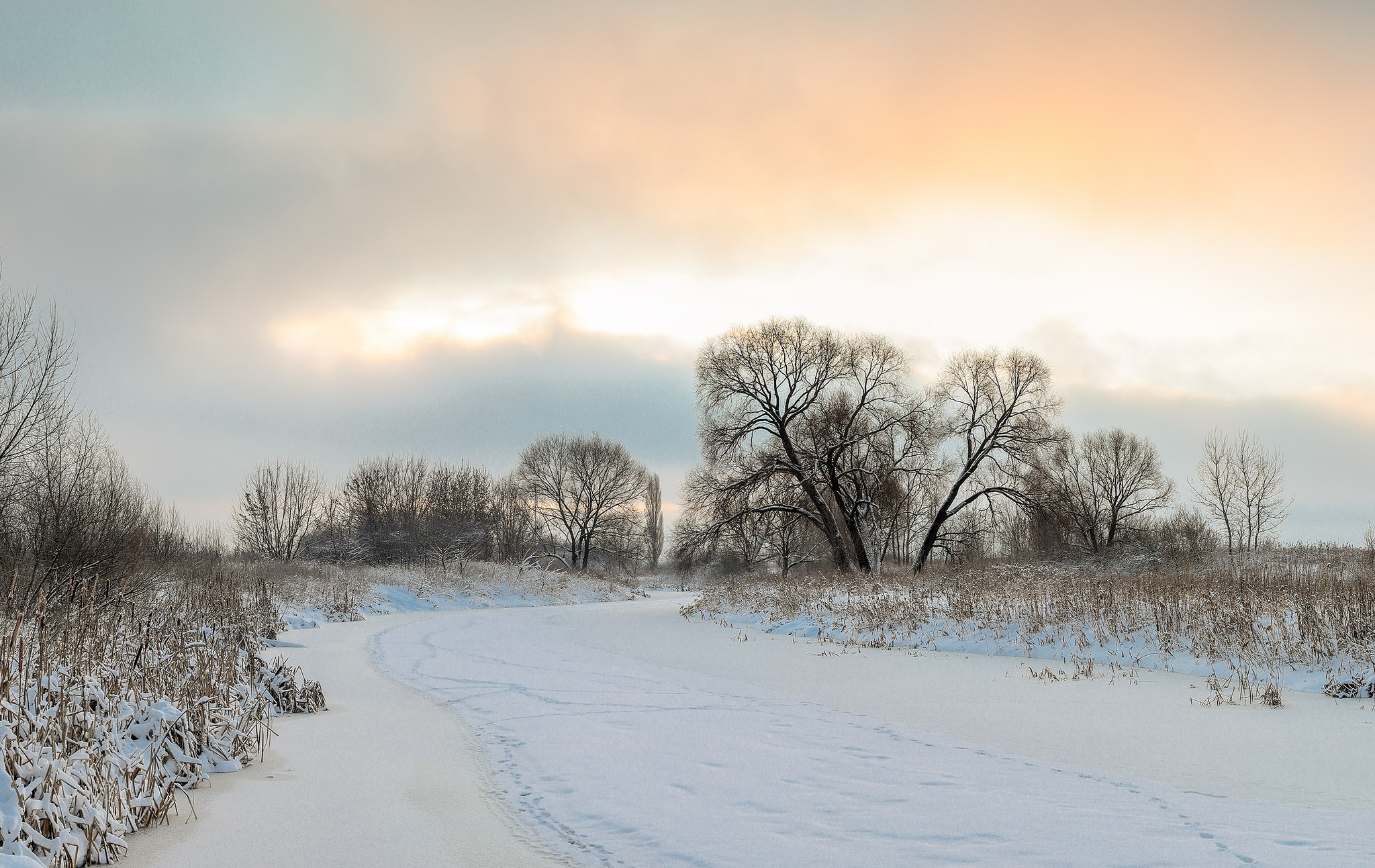 Winter morning - My, The photo, Landscape, Nature, dawn, Winter, River, Beautiful view, Sky, The nature of Russia, Beautiful, Canon, Morning