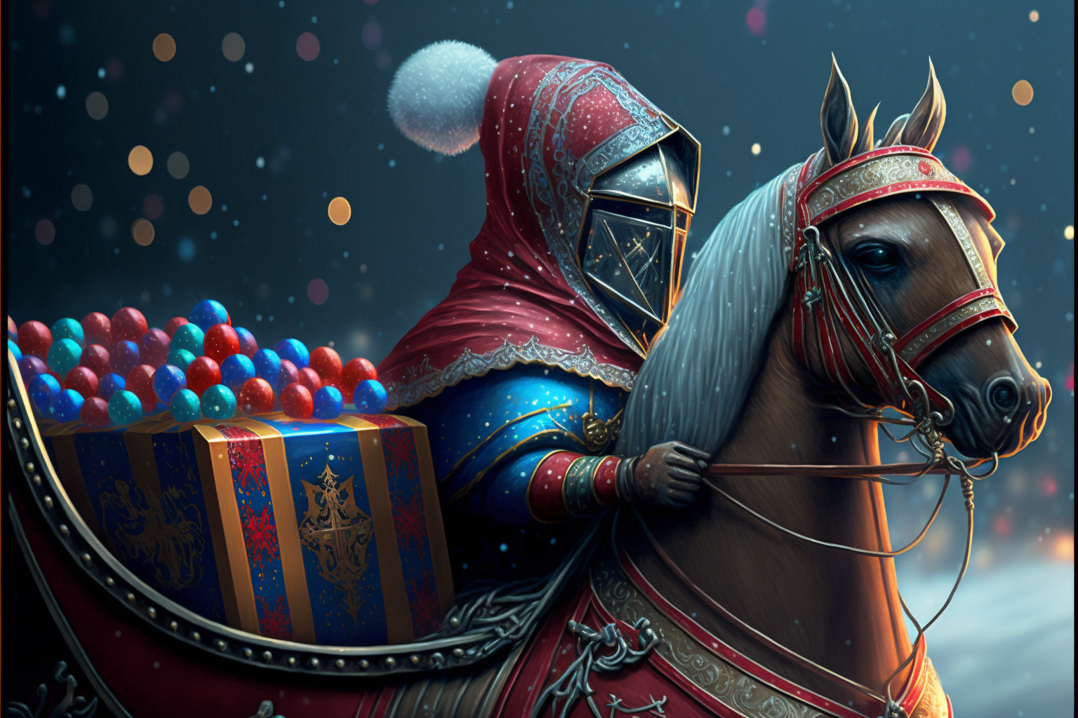 Midjourney v4: Christmas Knights Compilation - Нейронные сети, Midjourney, Artificial Intelligence, Fantasy, Knights, New Year, Longpost, Neural network art