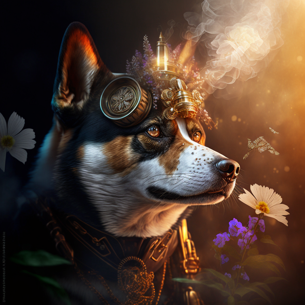 Akitas from the Midjourney neural network - My, Akita Inu, Midjourney, Dog, Steampunk, Longpost