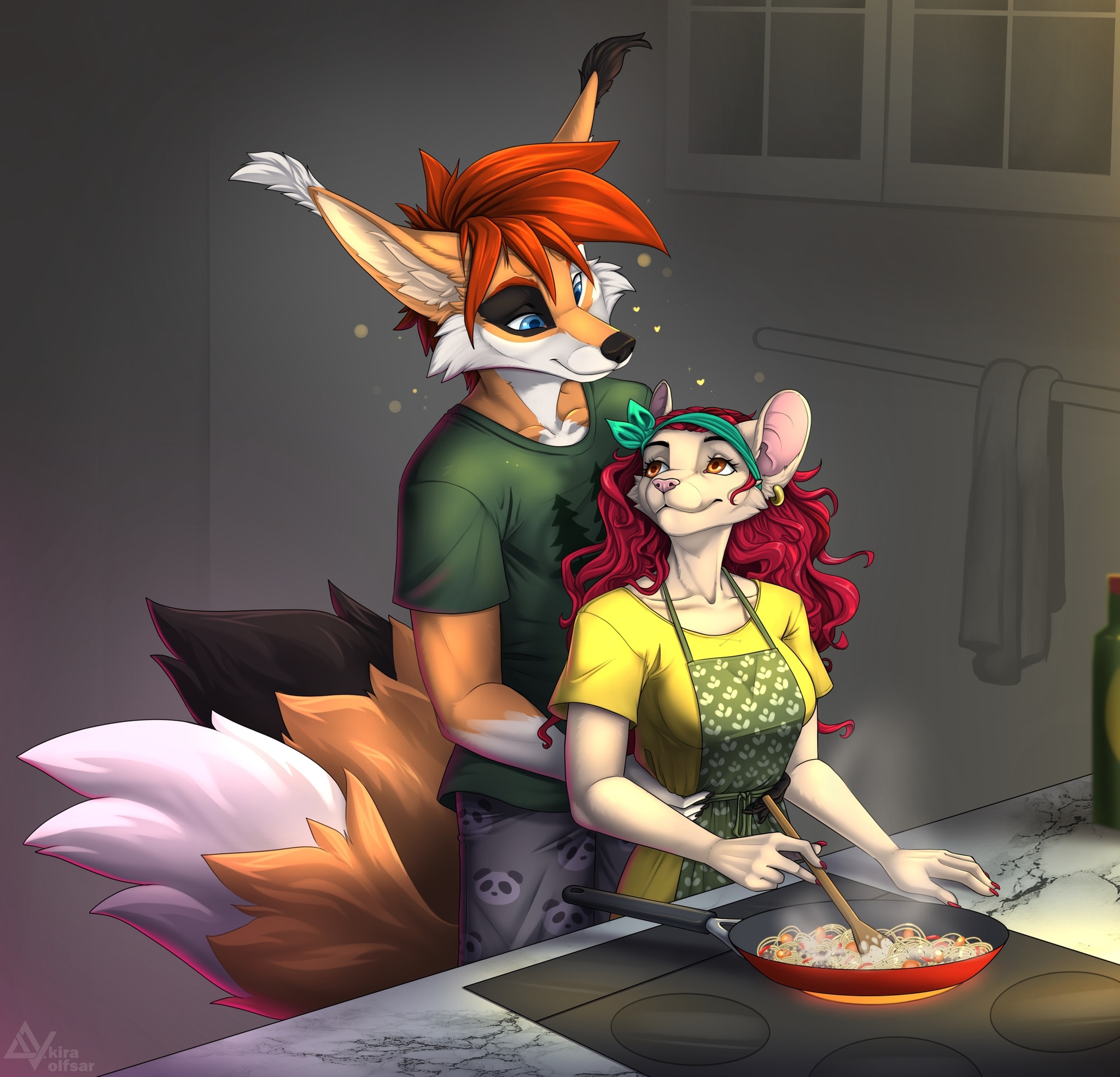 good morning - Furry, Anthro, Art, Furry fox, Furry mouse, Aki_de-Volfsar