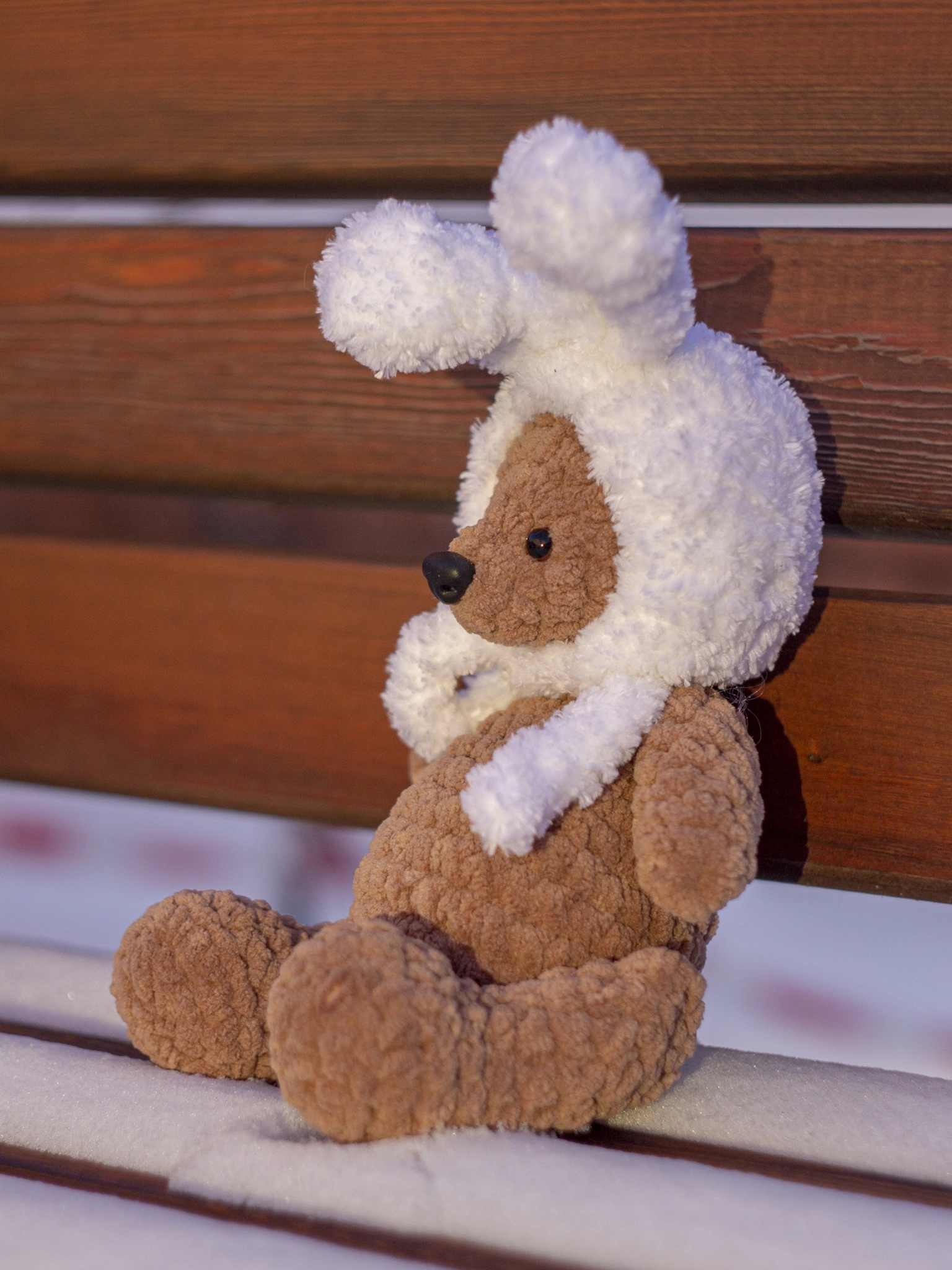 Teddy bear in a rabbit hat - My, Needlework, Needlework without process, Amigurumi, Knitted toys, Crochet, The Bears, Longpost