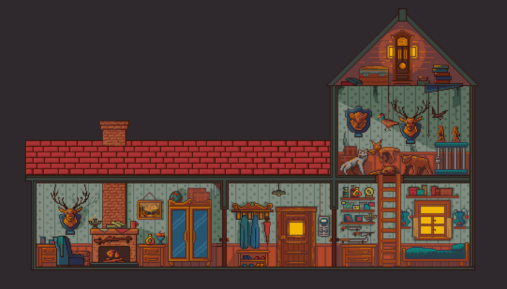 Pixel-Art Hunter's House - My, Pixel Art, Pixel, Computer graphics, Art