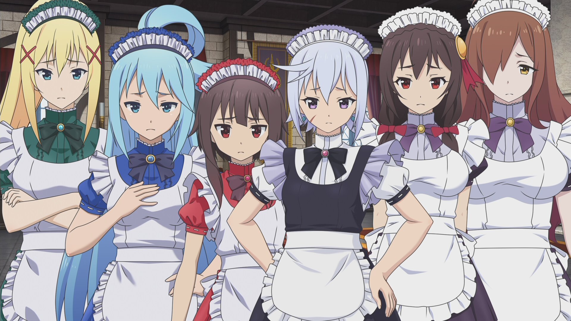 Maids from Konosuba - Anime, Anime art, Konosuba, Darkness, Aqua, Megumin, Wiz, Yunyun, Housemaid