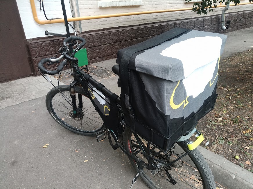 Glued the bike bag and bike glove compartment - My, Creation, Delivery, Needlework with process, Customization, Courier, Longpost