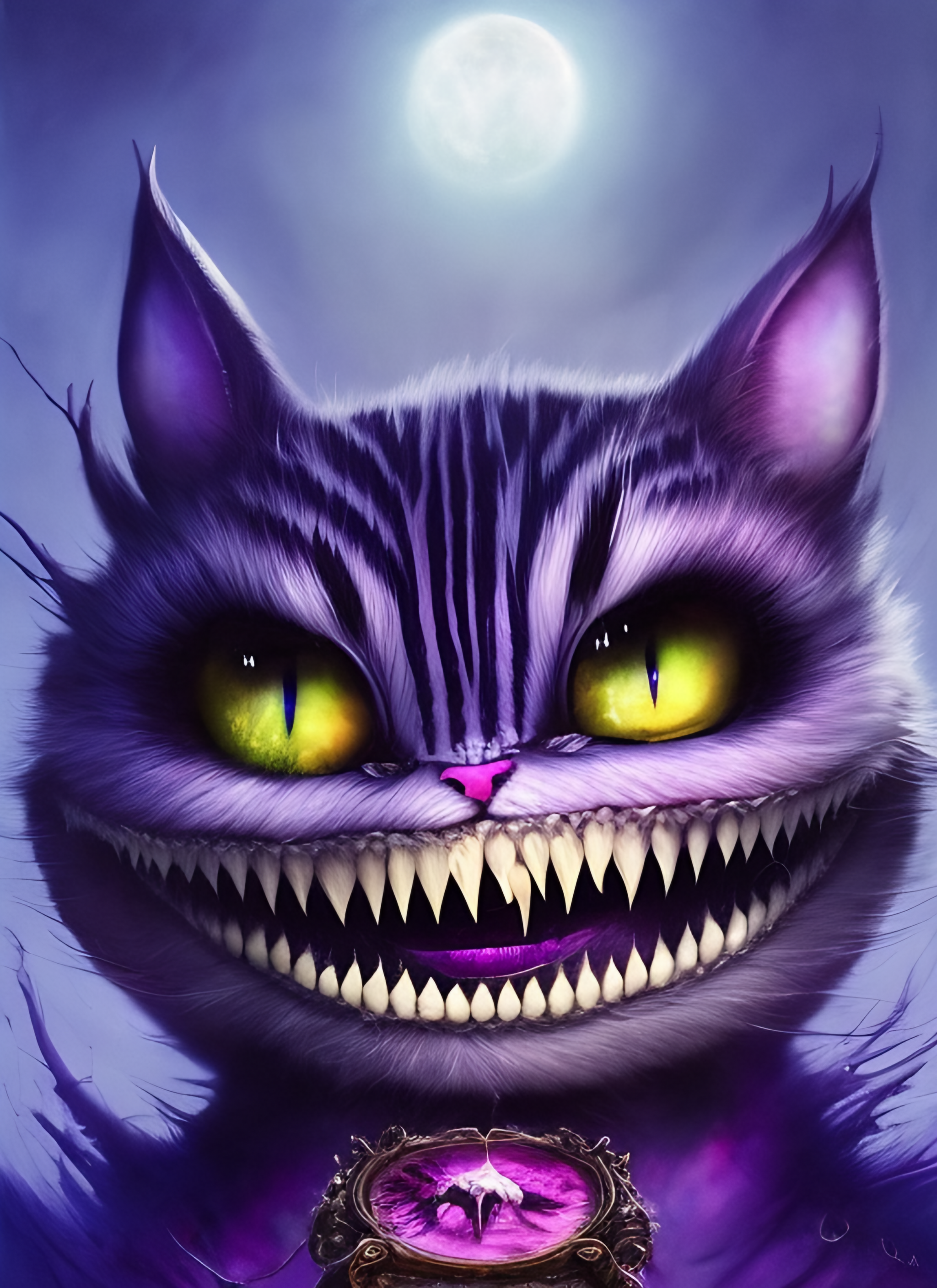 Cheshire SD 1.5 - My, Stable diffusion, Нейронные сети, Art, Neural network art, Digital drawing, Creation, Characters (edit), Cheshire Cat, Horror, Longpost