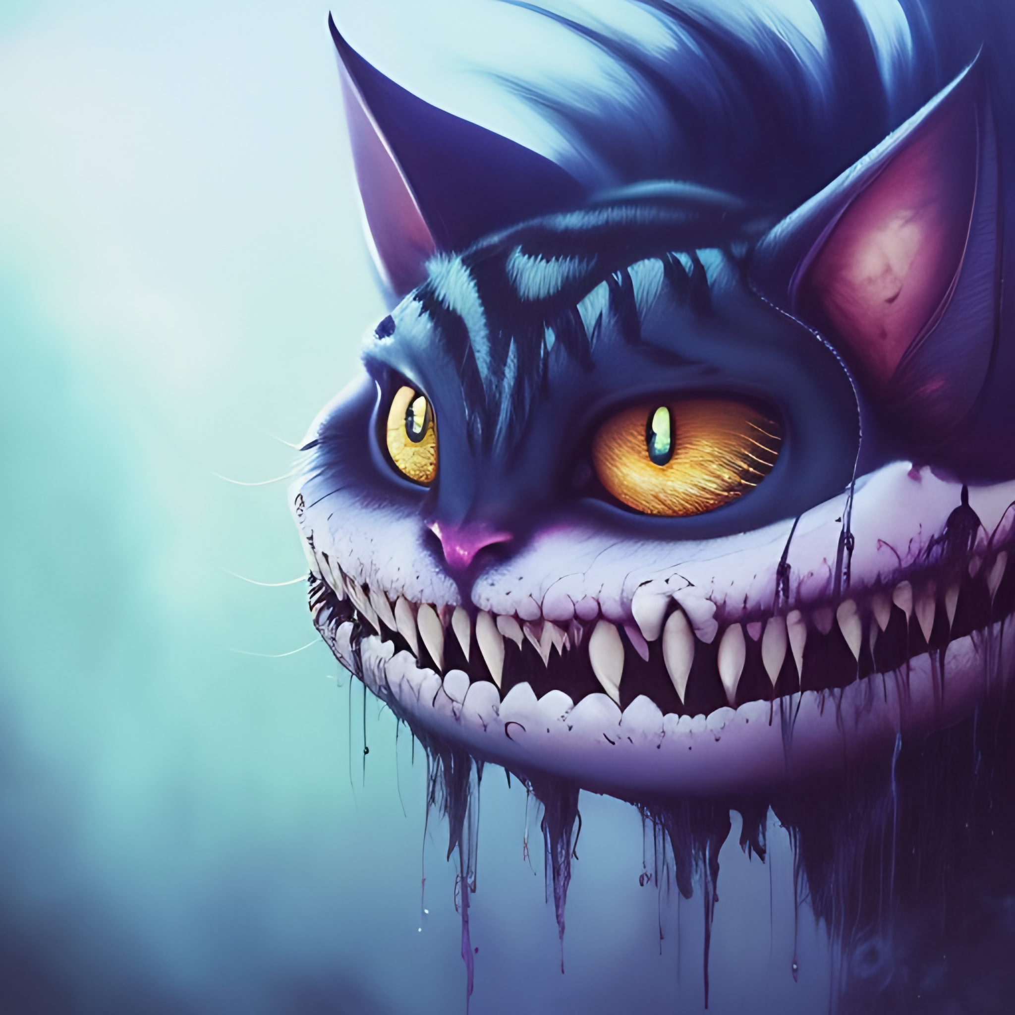 Cheshire SD 1.5 - My, Stable diffusion, Нейронные сети, Art, Neural network art, Digital drawing, Creation, Characters (edit), Cheshire Cat, Horror, Longpost