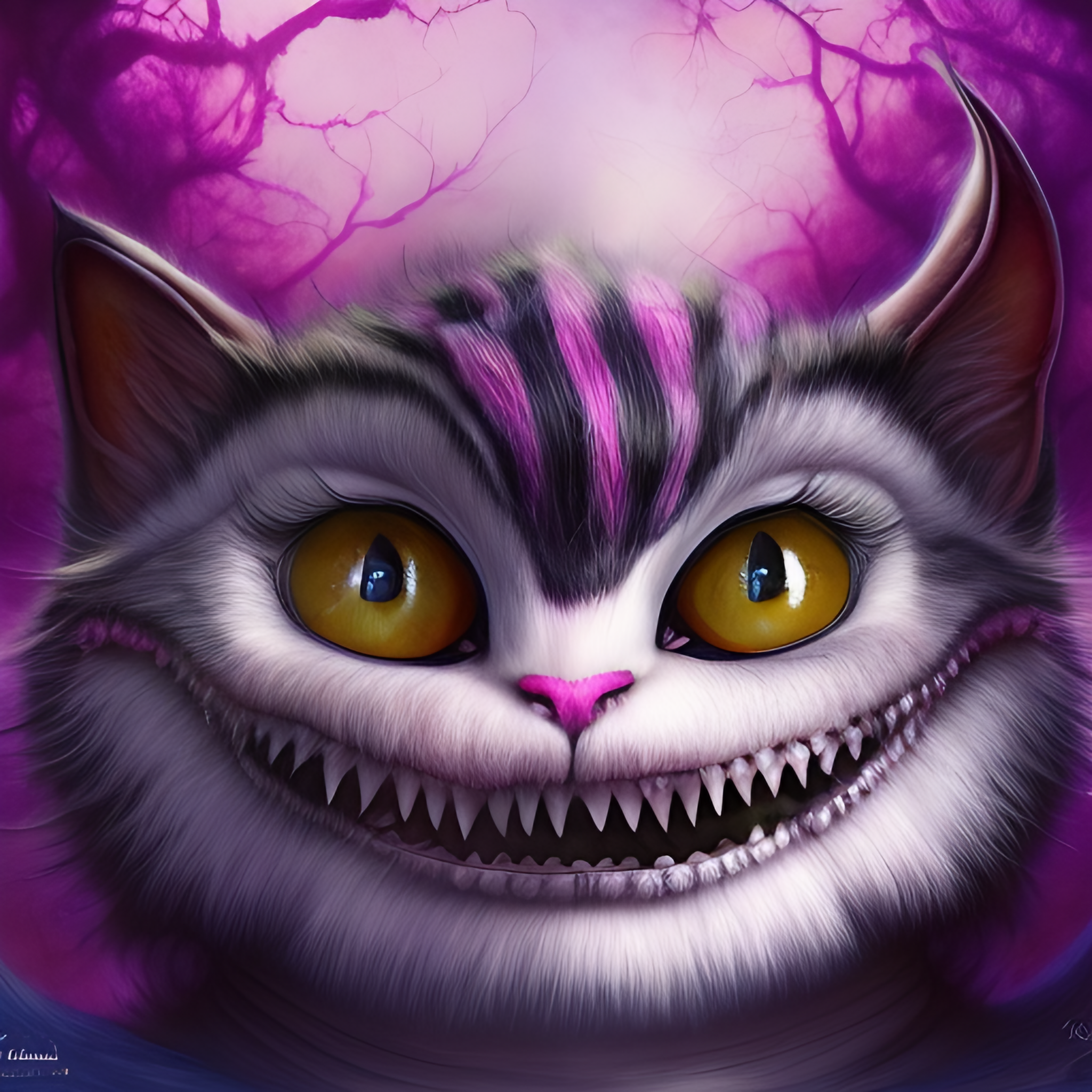 Cheshire SD 1.5 - My, Stable diffusion, Нейронные сети, Art, Neural network art, Digital drawing, Creation, Characters (edit), Cheshire Cat, Horror, Longpost