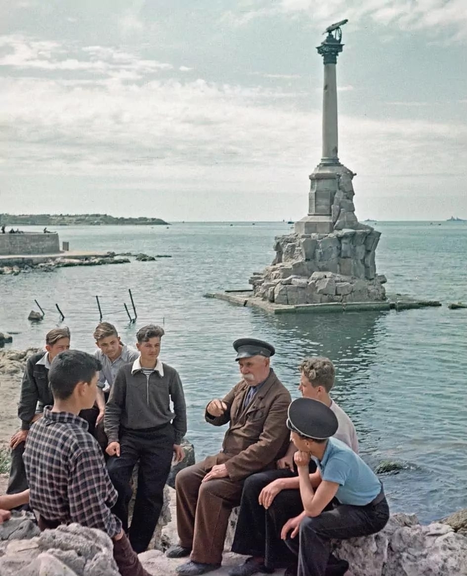 Sevastopol. Tales of a heroic past. 1954 - Sevastopol, the USSR, Monument to The Sunken Ships, Story, Old photo