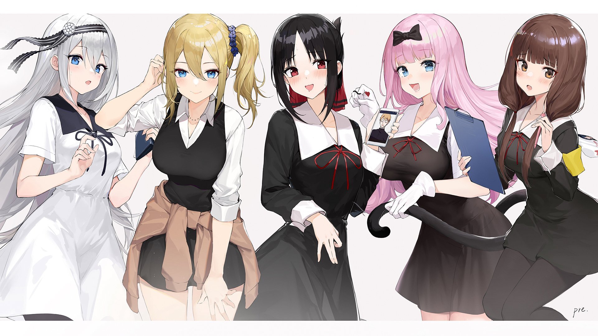 Школьницы - Anime Art, Аниме, Shirogane Kei, Hayasaka Ai, Shinomiya Kaguya, Miko Iino, Kaguya-Sama wa Kokurasetai