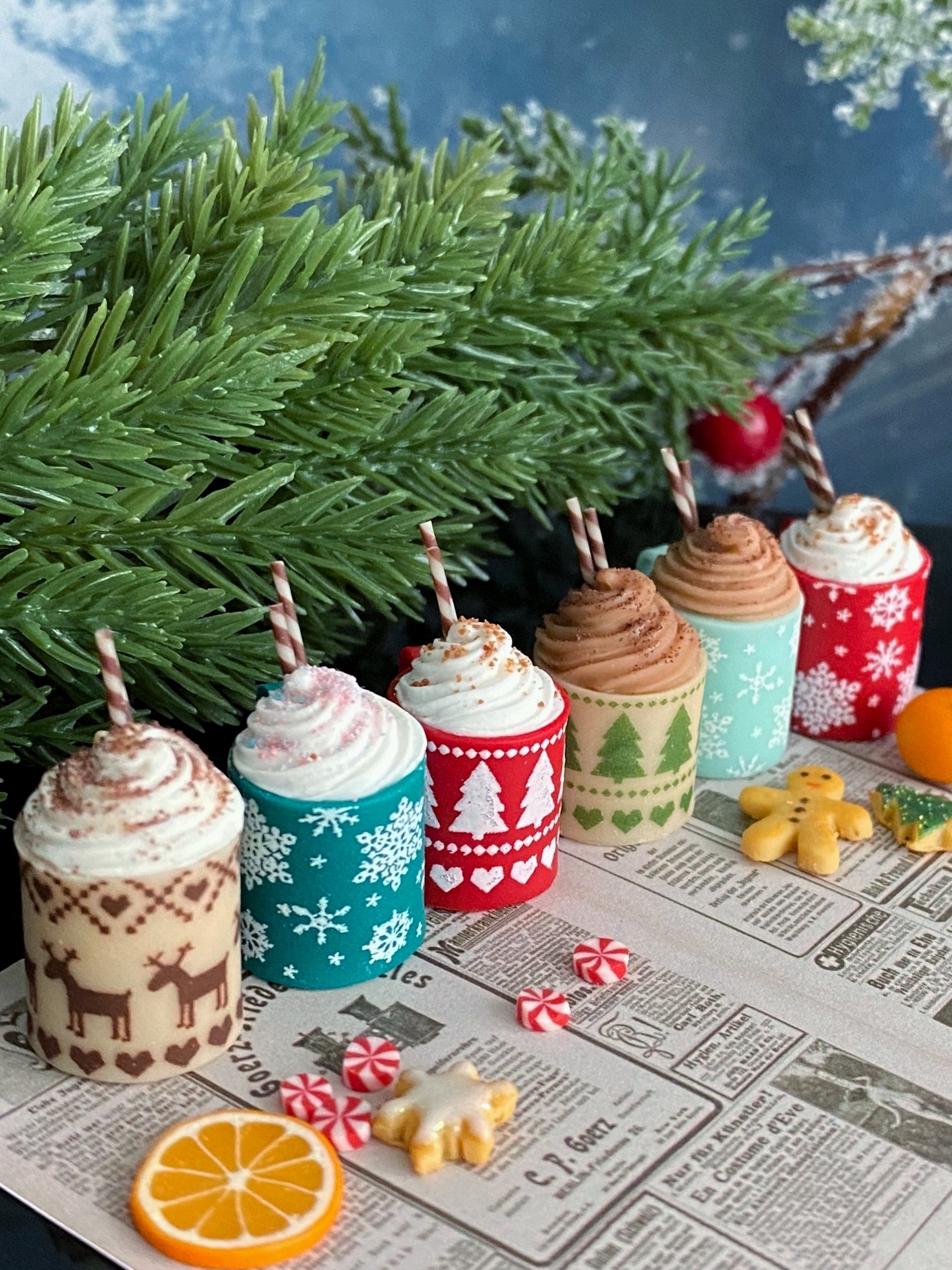 Christmas miniatures - My, New Year, Polymer clay, Food, Miniature, Decor, Лепка, Needlework, Needlework without process, Christmas, Longpost