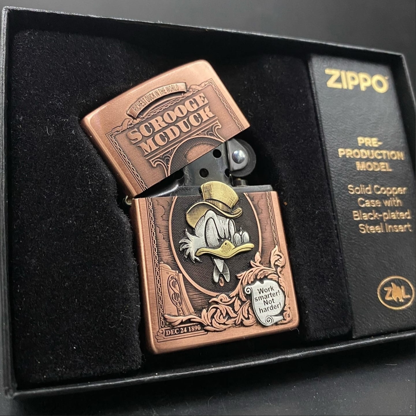 Ducks - My, Zippo, Engraving, Laser engraving, Scrooge McDuck, Lighter, Copper, Longpost