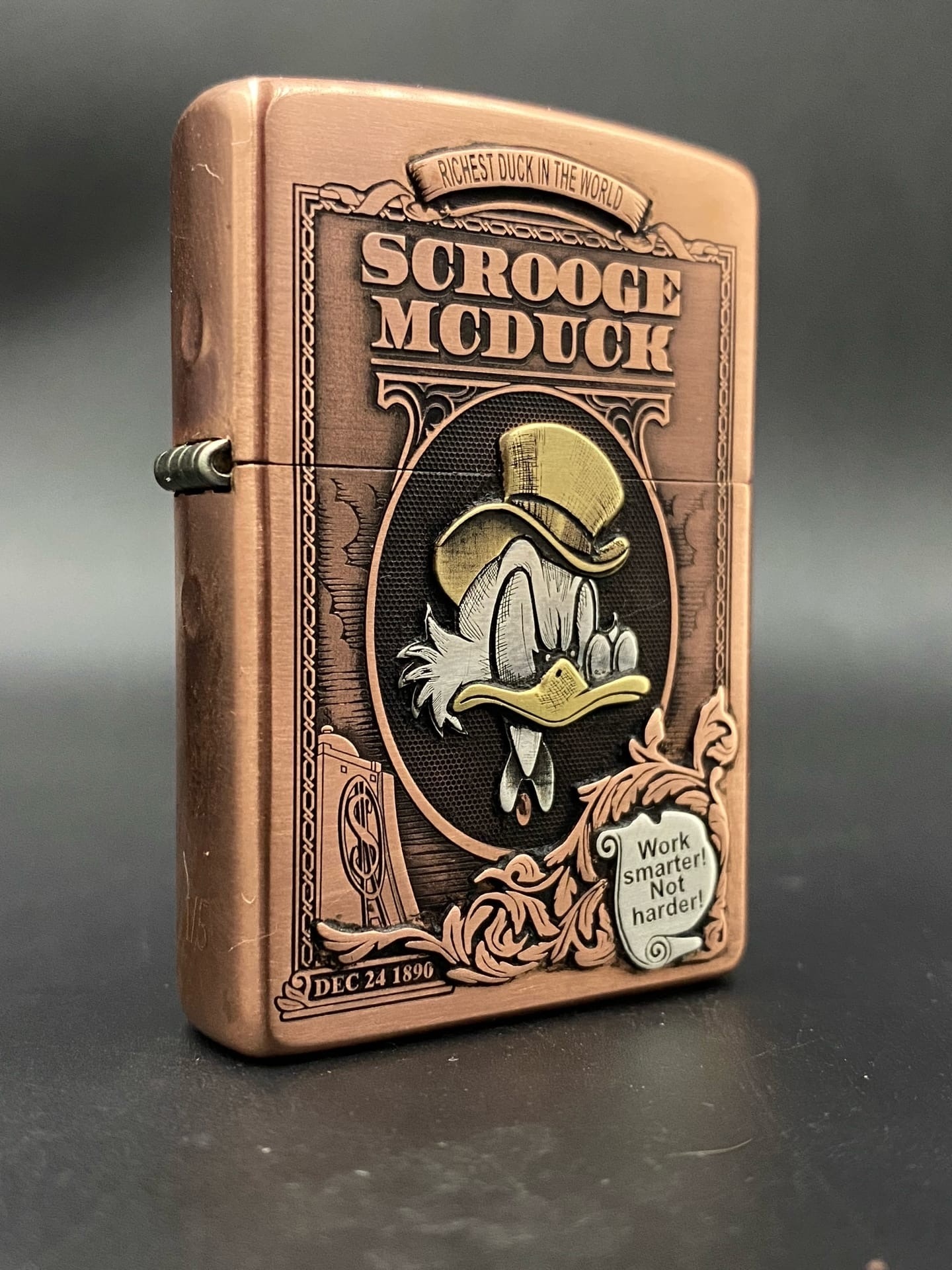 Ducks - My, Zippo, Engraving, Laser engraving, Scrooge McDuck, Lighter, Copper, Longpost