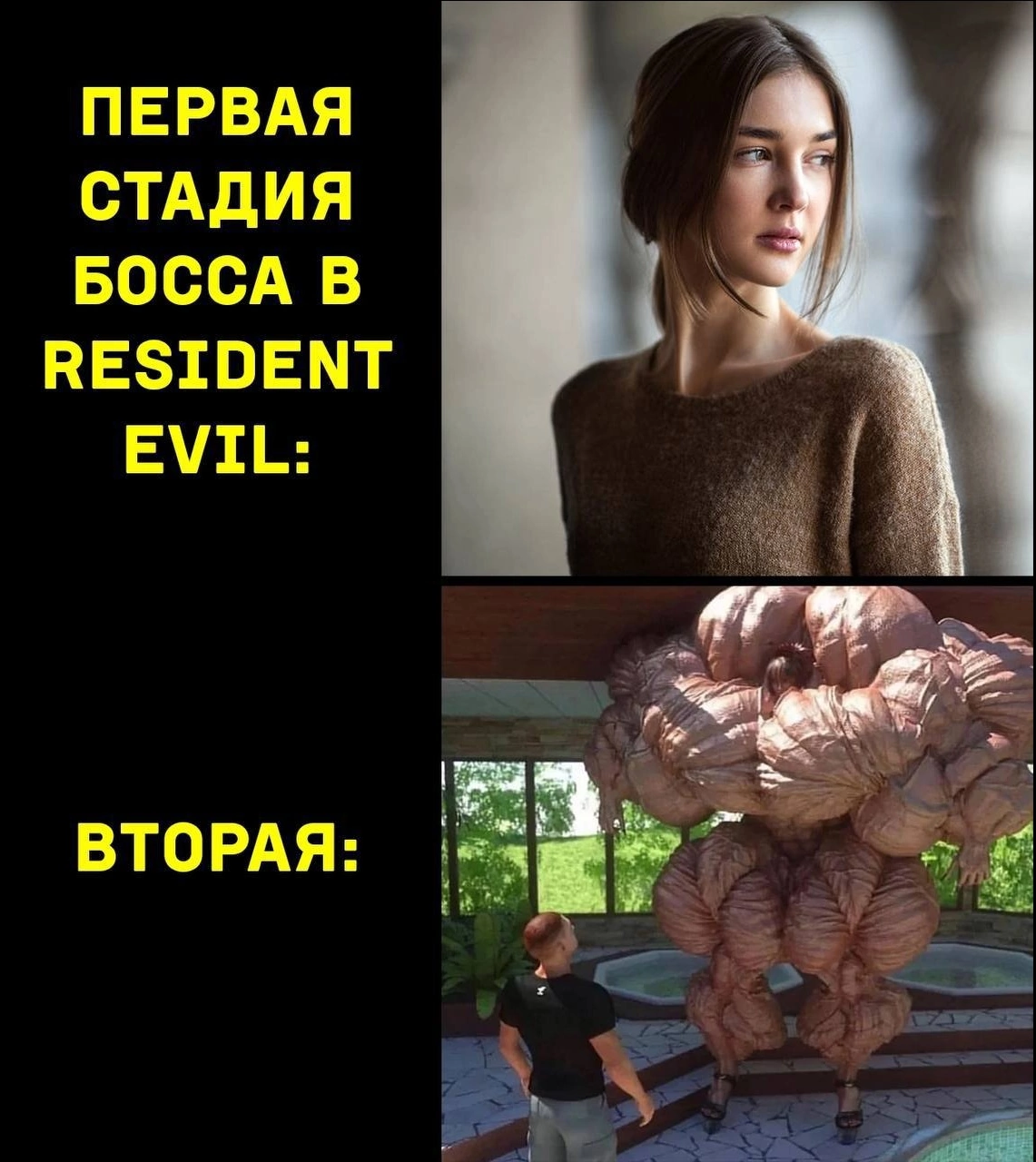 Resident Evil - Мемы, Resident Evil, Боссы в играх, Картинка с текстом