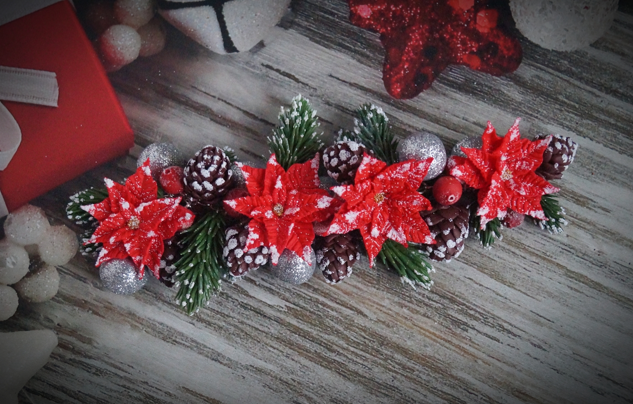 Christmas decoration, completely handmade) - My, Лепка, Needlework without process, Polymer clay, Decoration, Christmas trees, Christmas tree, New Year's miracle, Cones, Creation, Art, beauty, Handmade, Longpost