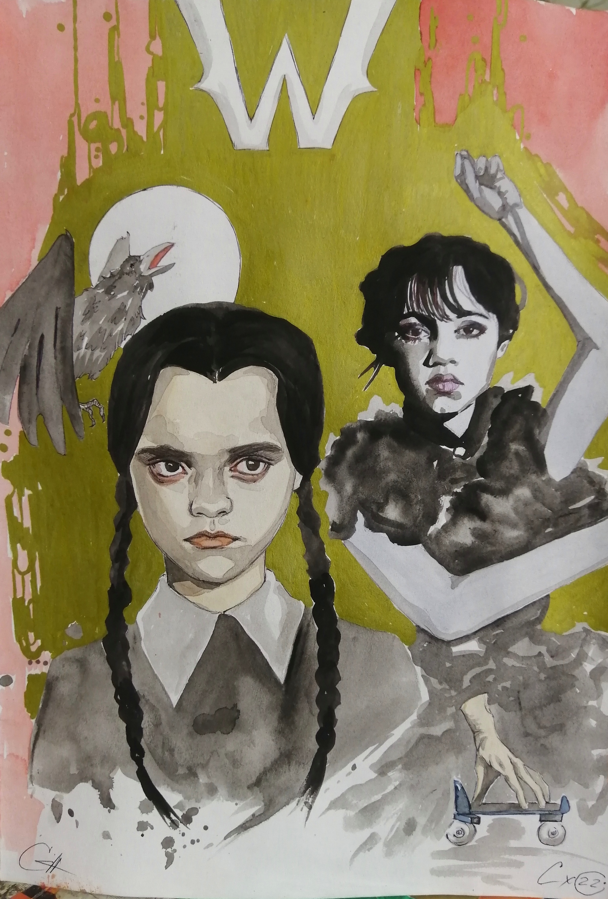 Wednesday - My, Watercolor, Wensday (TV series), Serials, Wensday Addams