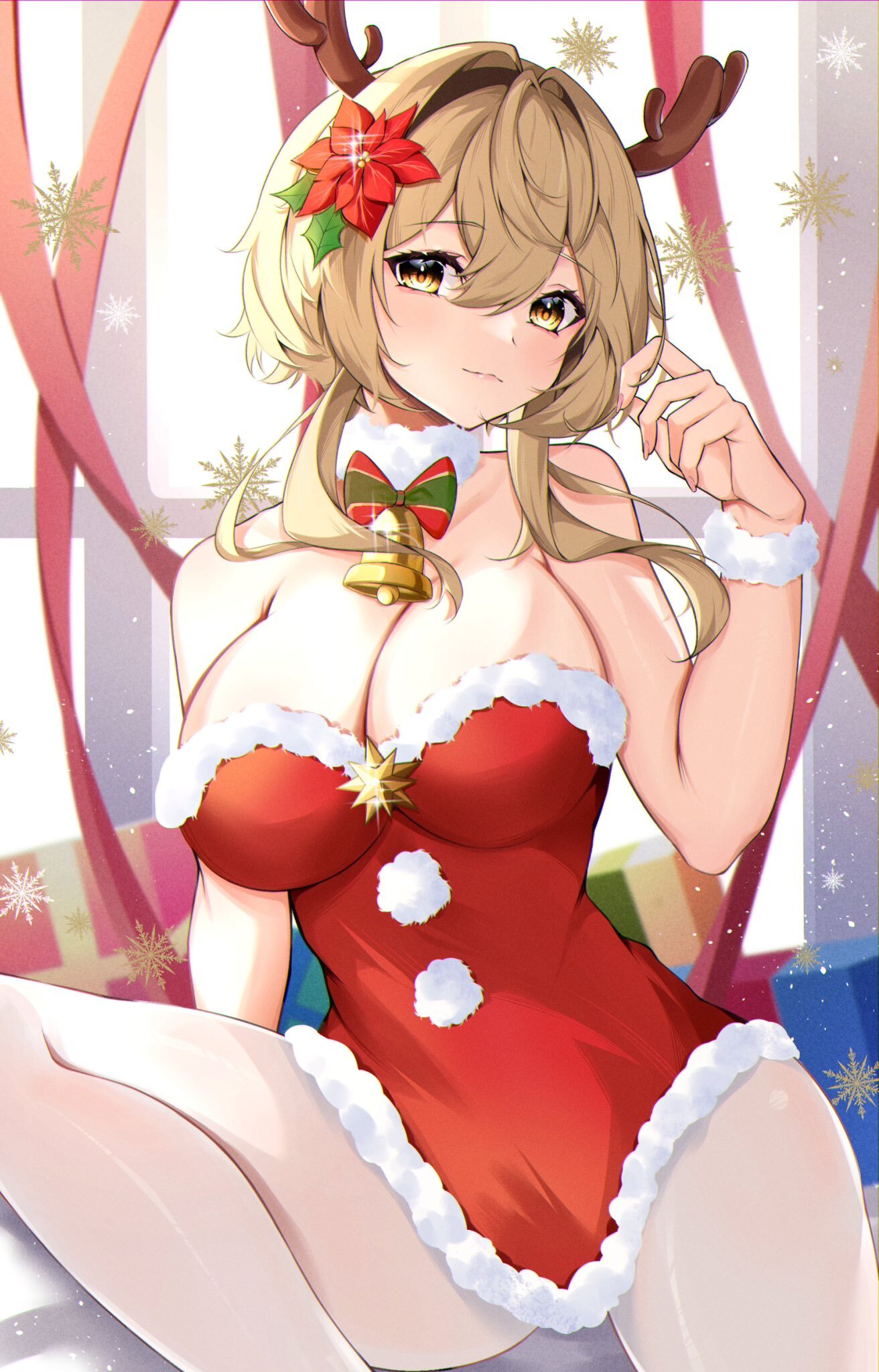 Christmas Impact - NSFW, Genshin Impact, Raiden Shogun, Eula (Genshin Impact), Lumine, Keqing, Арт, Девушки, Игры, Аниме, Anime Art, Сиськи, Рисованная эротика, Рождество, Skai Kun, Длиннопост