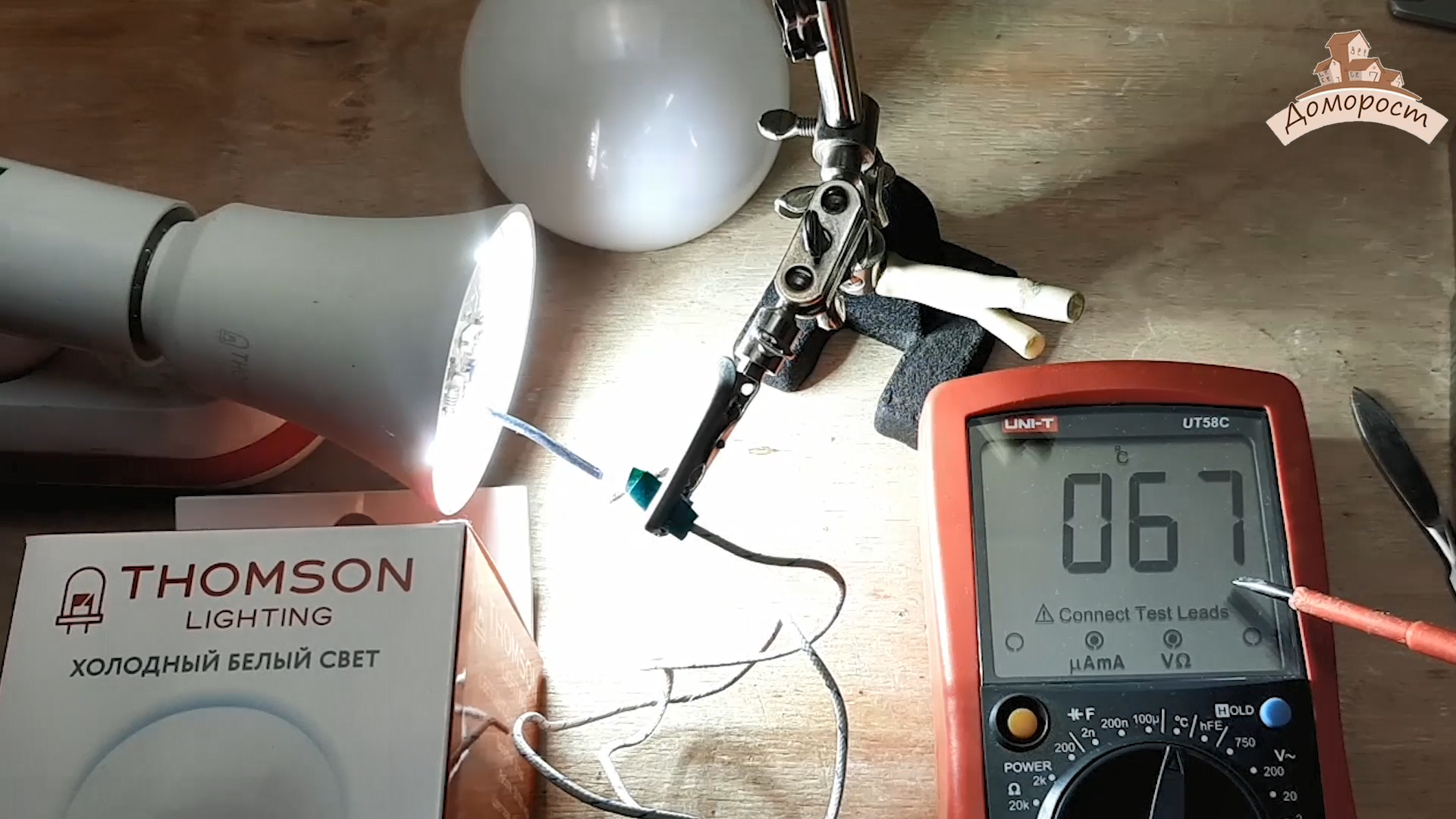 Muddy prospects for the manufacturer of lamps Thomson on the example of a 24W light bulb with an e27 base - My, Overview, Electrician, Marketing, Led Lighting, LEDs, Lighting, Youtube, Video, Longpost