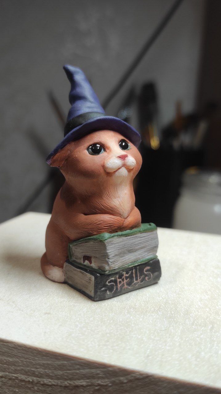 witch cat - My, Creation, Needlework, cat, Figurines, Halloween