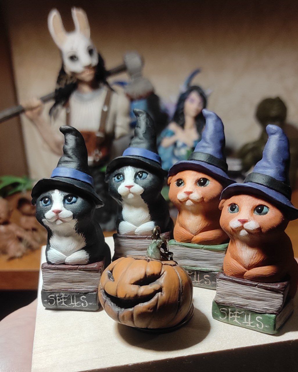 witch cat - My, Creation, Needlework, cat, Figurines, Halloween