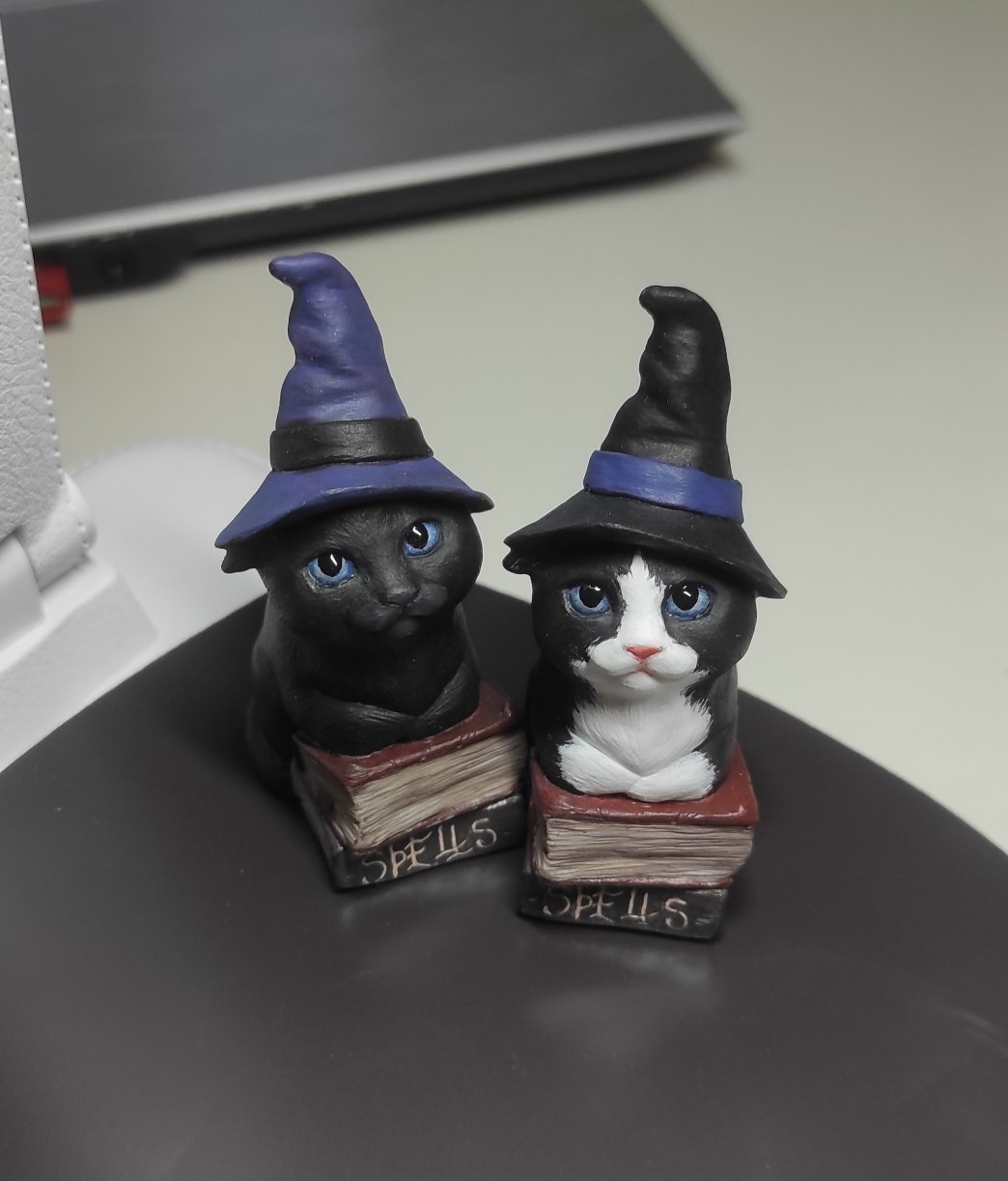 witch cat - My, Creation, Needlework, cat, Figurines, Halloween