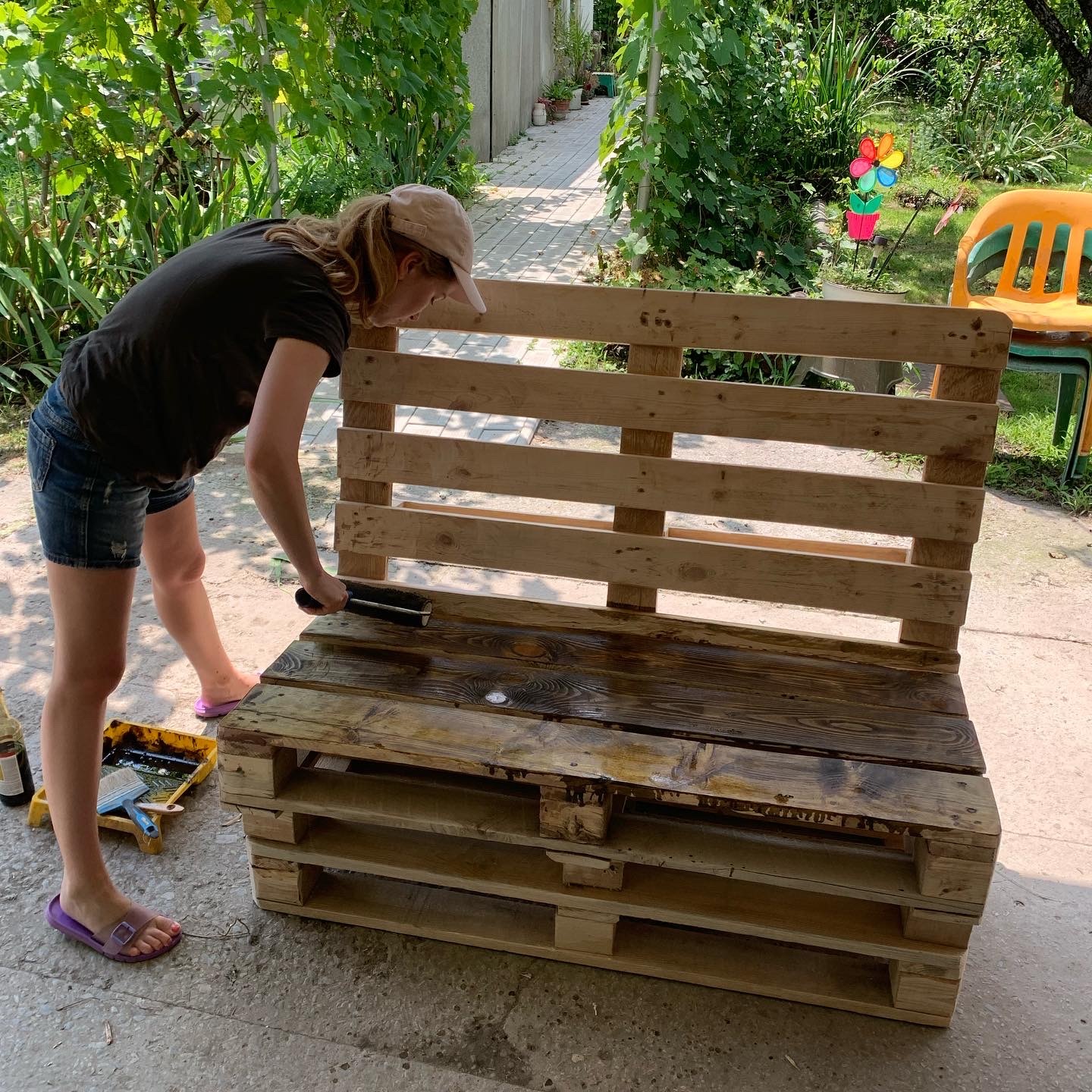 DIY bench and pallet - My, Woodworking, Furniture, Wood products, Crafts, Video, Longpost, Needlework with process