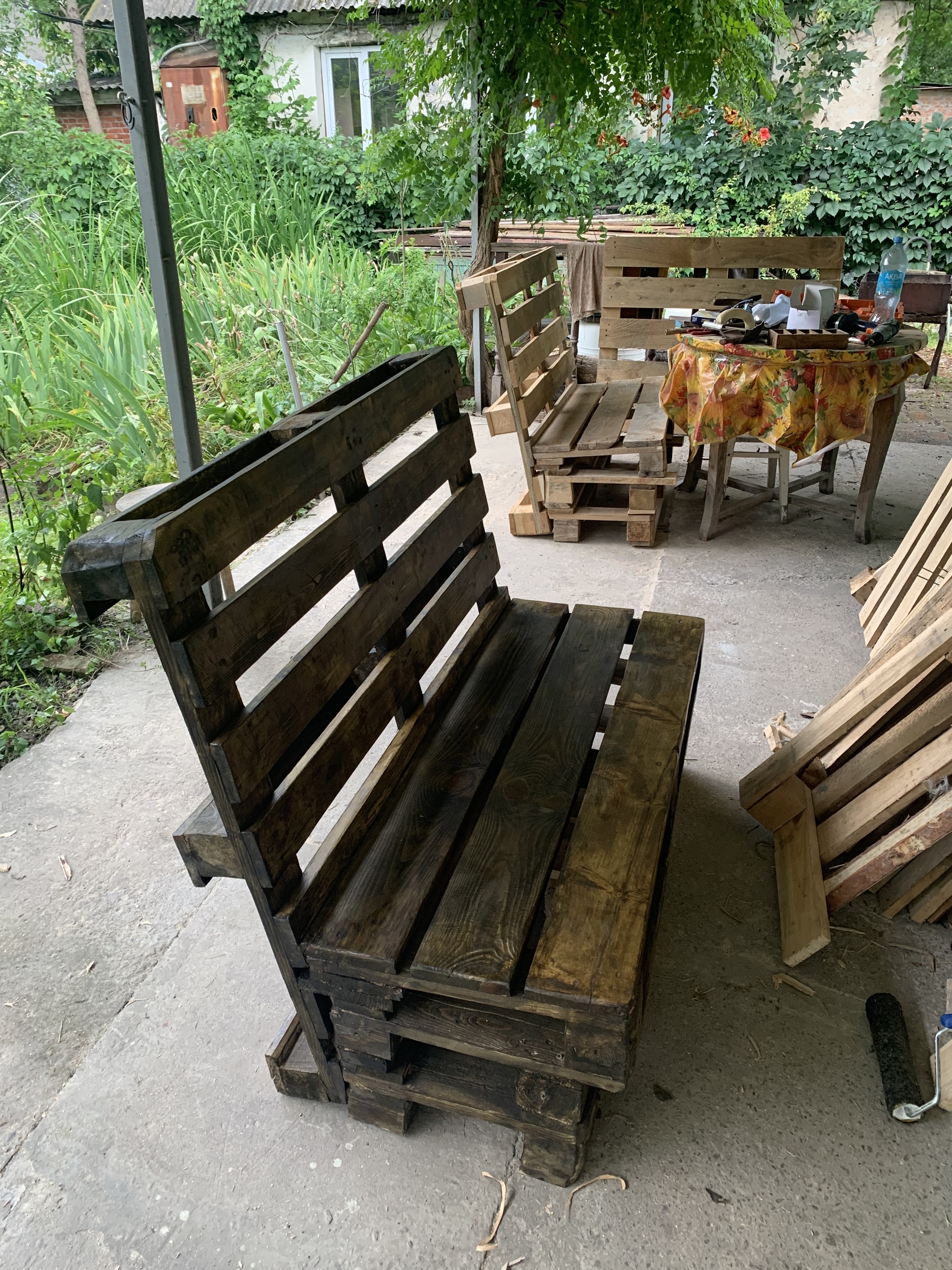 DIY bench and pallet - My, Woodworking, Furniture, Wood products, Crafts, Video, Longpost, Needlework with process