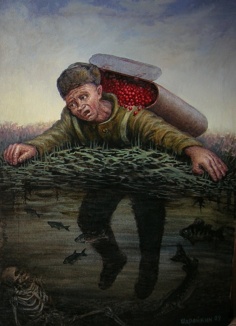 Gennady Sharoikin Wow, I went for cranberries. 1992 - Images, Cranberry, Swamp