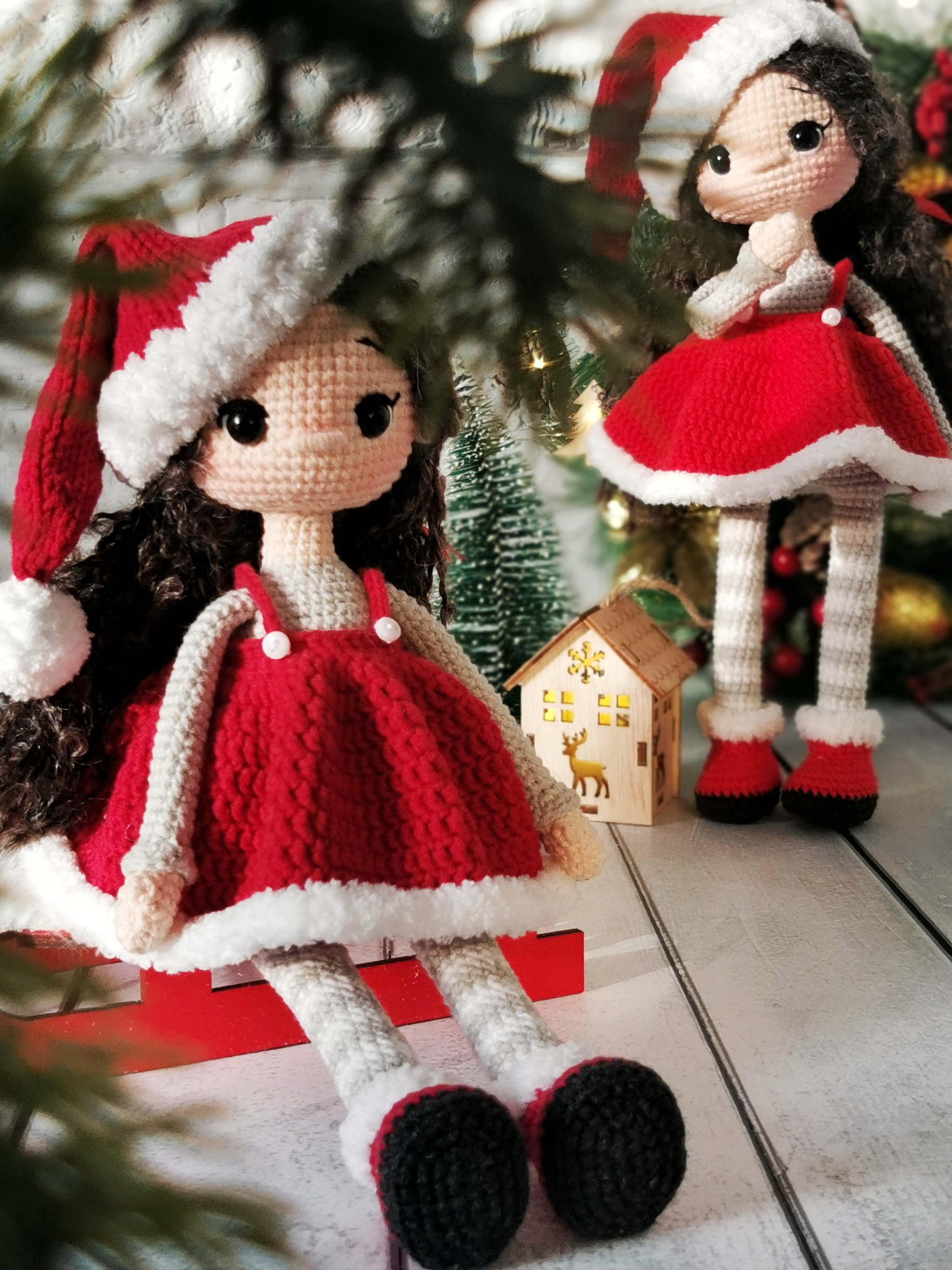 Santa's helper doll - My, Amigurumi, Doll, Frame toy, Needlework, Hobby, New Year, Longpost