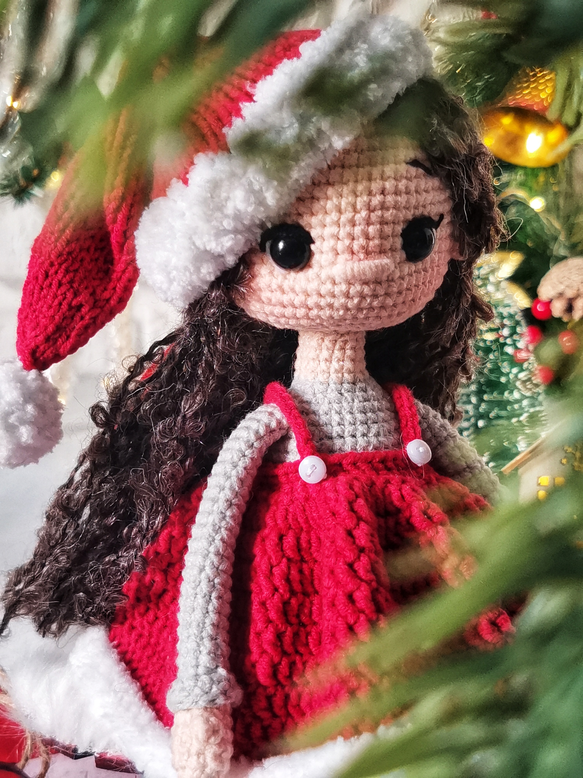 Santa's helper doll - My, Amigurumi, Doll, Frame toy, Needlework, Hobby, New Year, Longpost