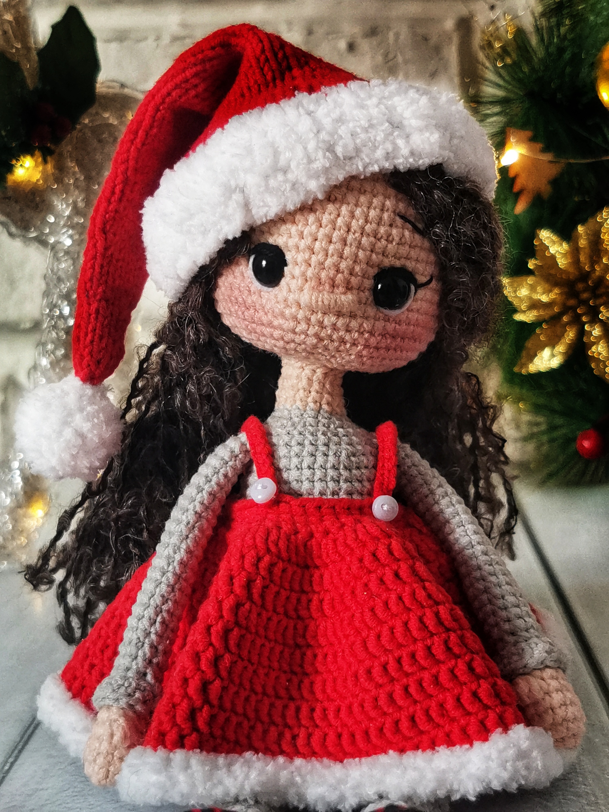 Santa's helper doll - My, Amigurumi, Doll, Frame toy, Needlework, Hobby, New Year, Longpost