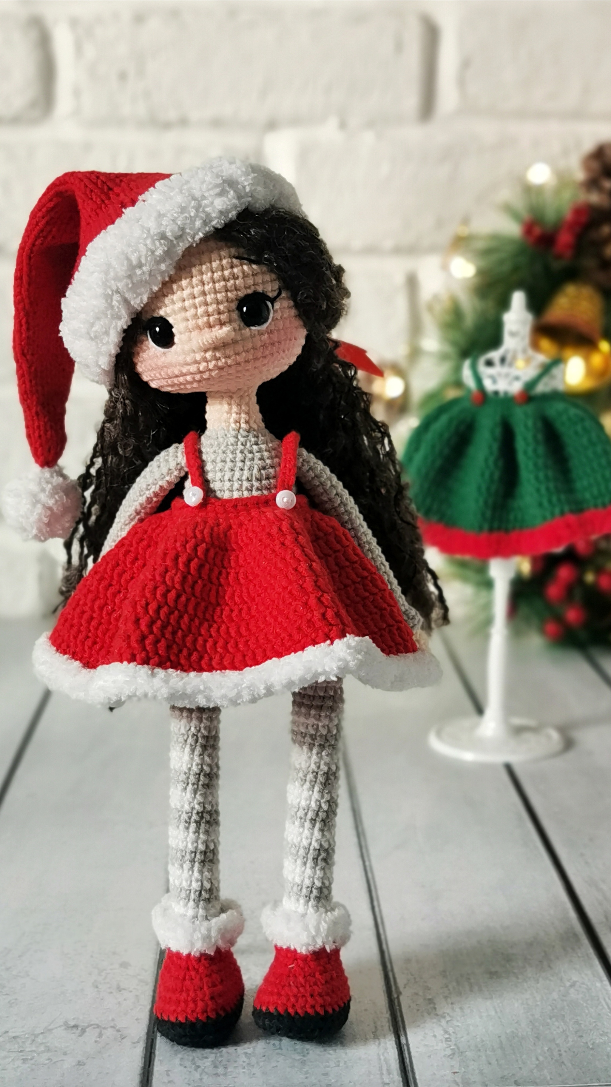 Santa's helper doll - My, Amigurumi, Doll, Frame toy, Needlework, Hobby, New Year, Longpost