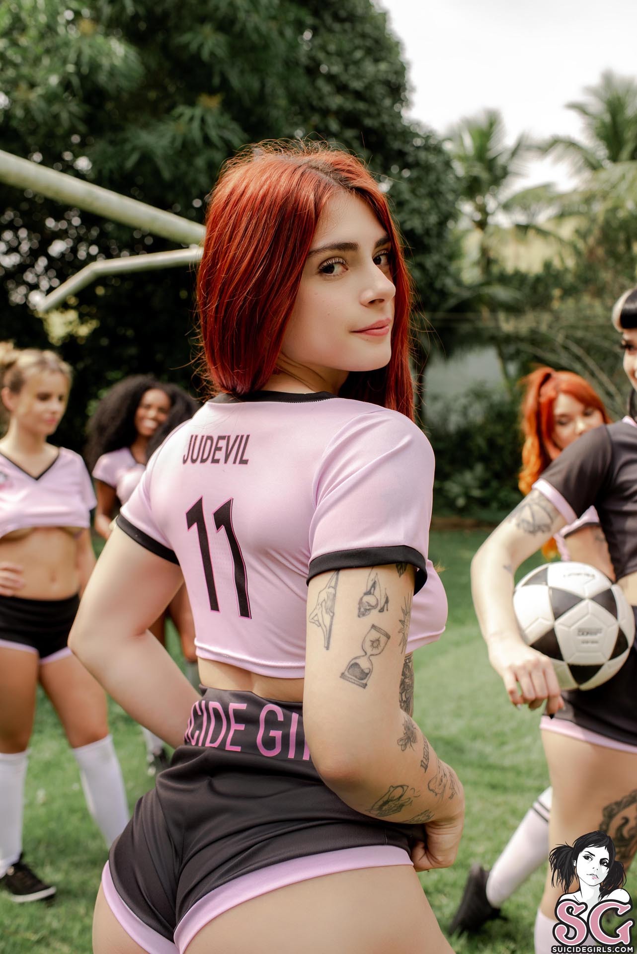 Aliese, Bad, Bunnie, Callina, Chillism, Fla, Jeeh, Judevil, Luasant, Mih, Miraa - SG DREAM TEAM - NSFW, Suicide girls, Erotic, Boobs, Booty, Girls, Labia, Girl with tattoo, Football, Longpost