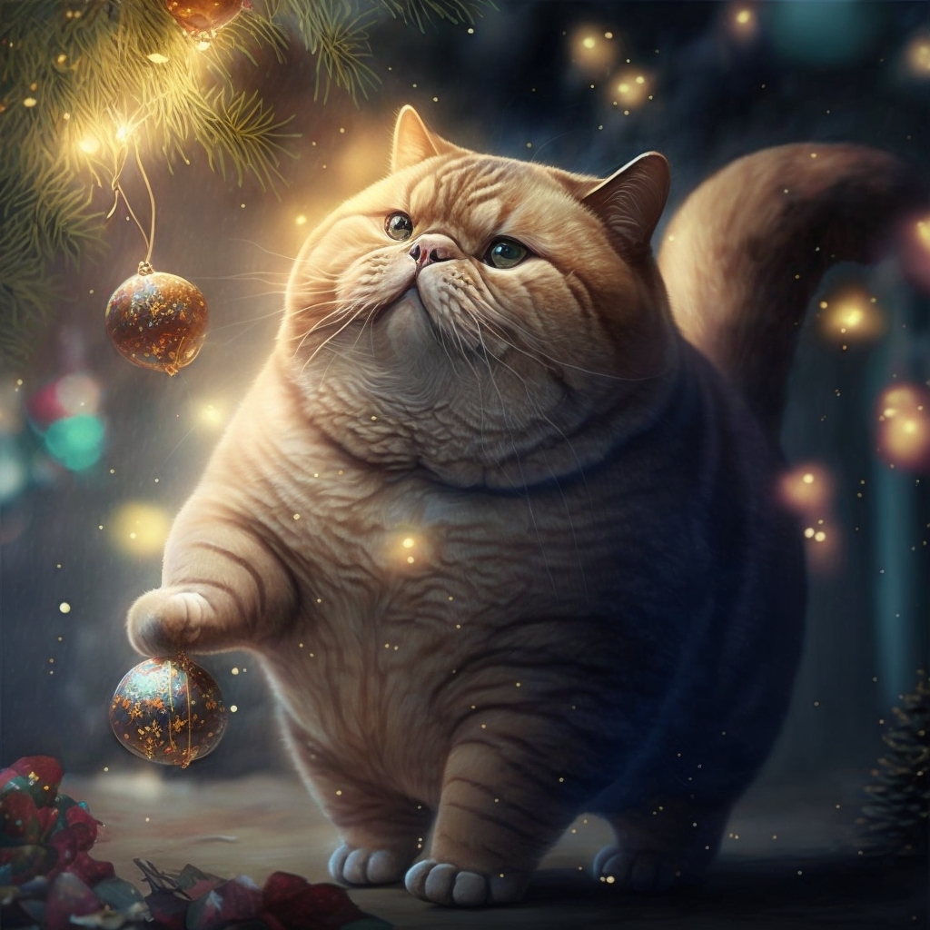 Fat cats celebrate New Year - My, Midjourney, cat, Fat cats, New Year, Art, Neural network art